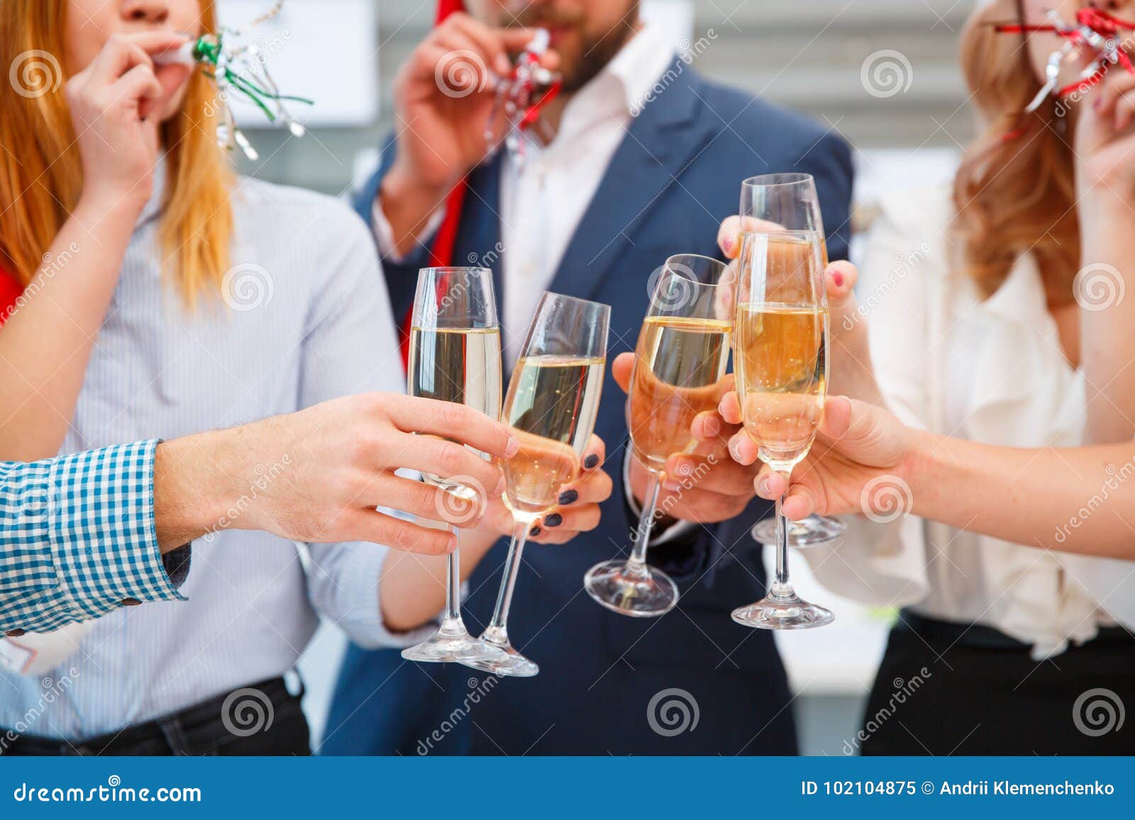 Close Up Festive People Cheering With Drinks On A New Year On A Blurred Background Christmas Holidays Concept Stock Image Image Of Beautiful Drink 102104875