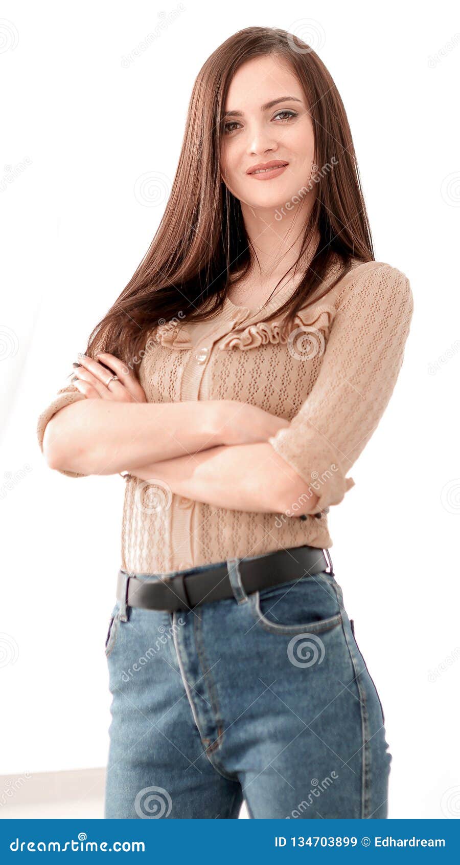 Close Up.fashionable Young Woman in Jeans. Stock Image - Image of ...