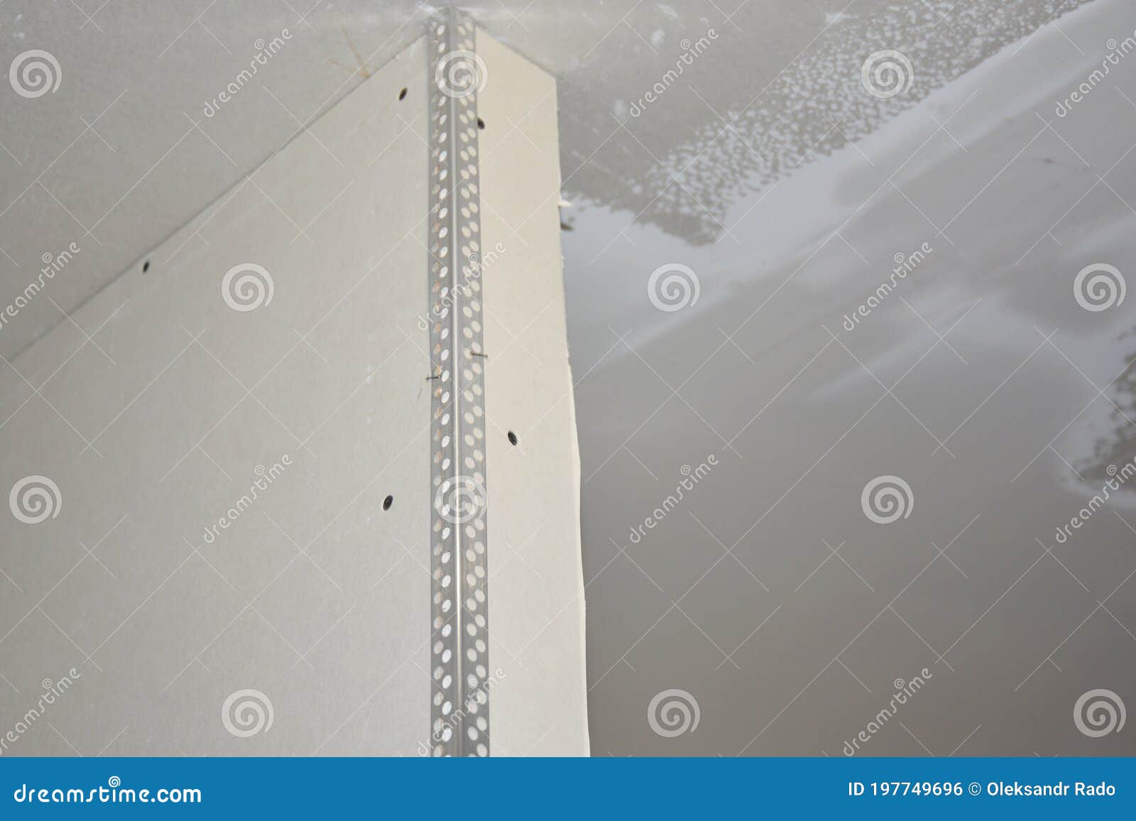 A Closeup on the Construction of a Drywall Partition Wall with Drywall