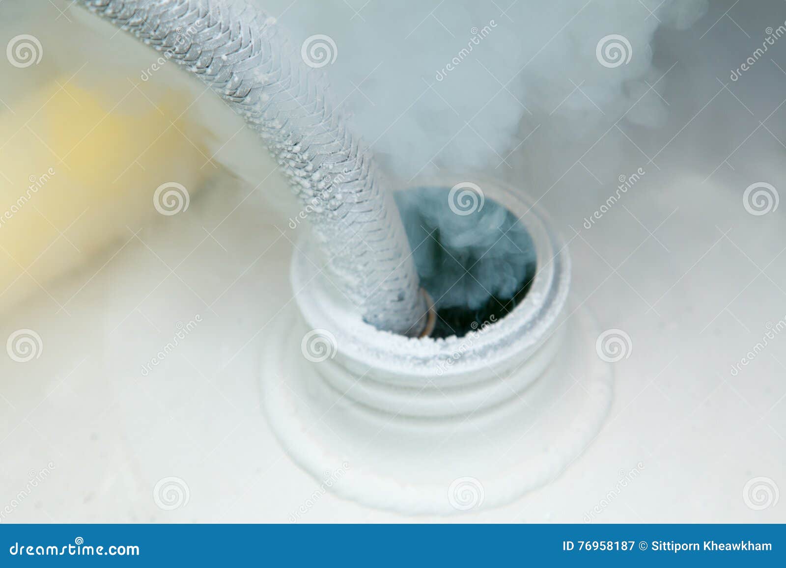 Close Up of Container with Liquid Nitrogen Stock Image Image of