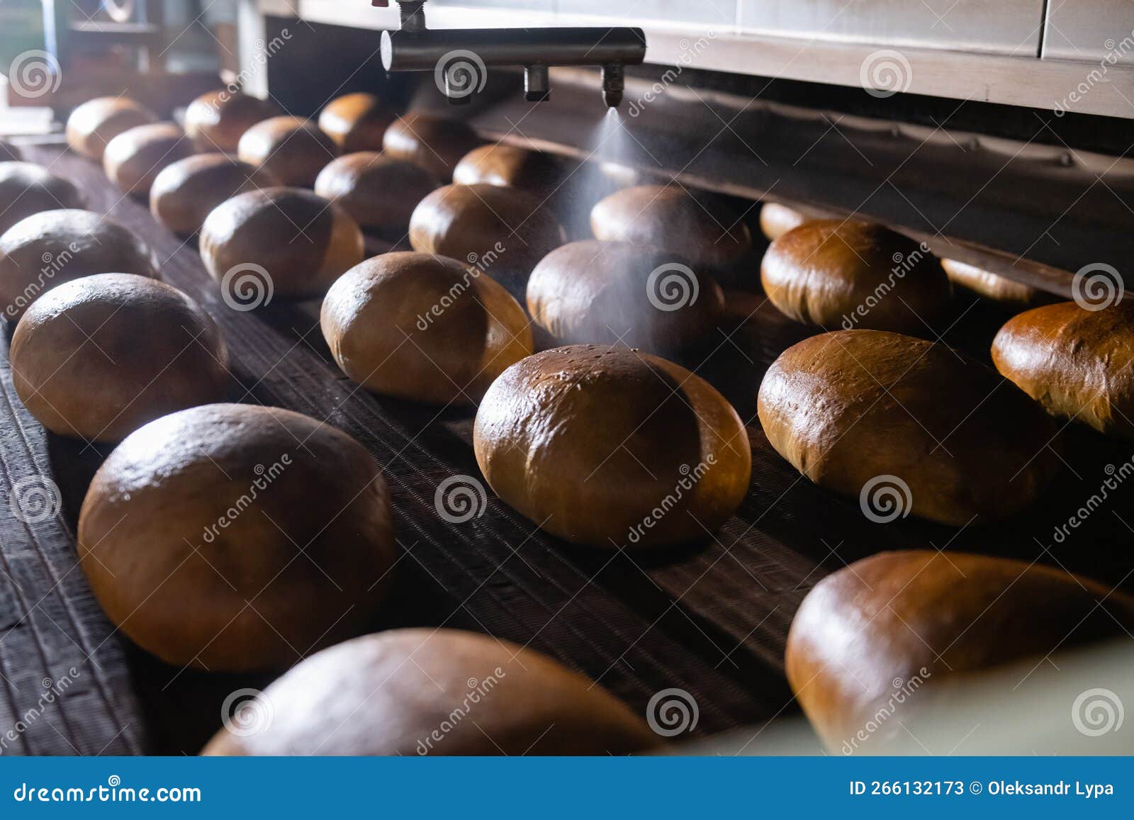 Closeup of Conveyor with Bread. Baking Bread Stock Image Image of