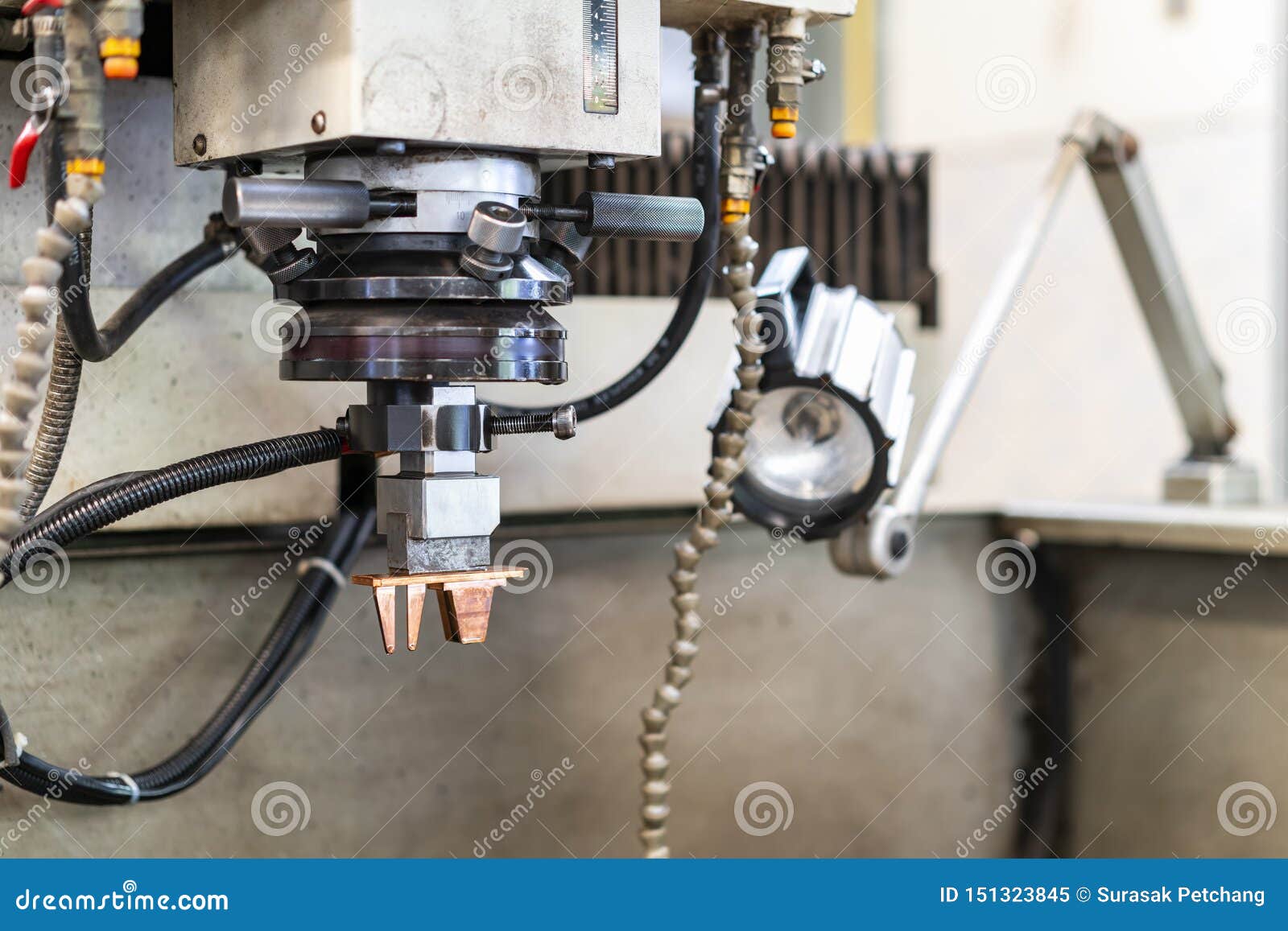Close Up Copper Electrode during Setup on Automatic Electrical
