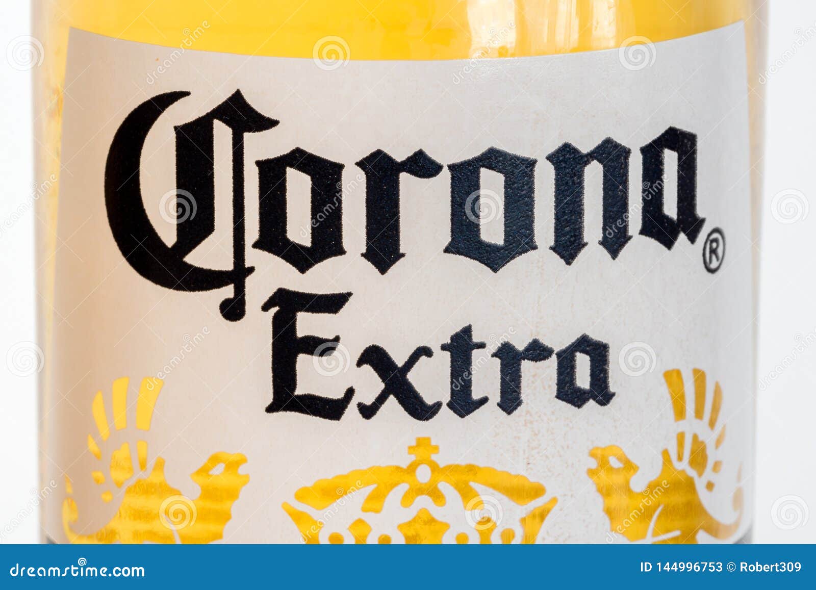 Close-up for Corona Extra Logo on the Bottle. Corona Extra is Pale Lager  Produced by Cerveceria Modelo in Mexico Editorial Stock Photo - Image of  brand, logo: 144996753