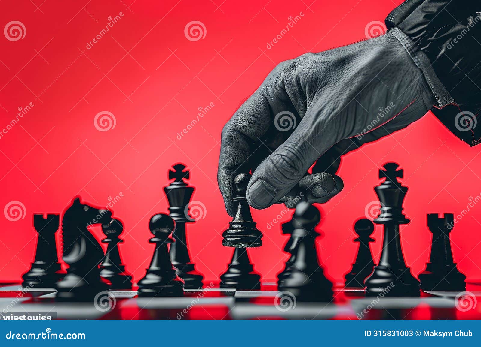 close up of corporate strategist strategically placing chess pieces for business planning