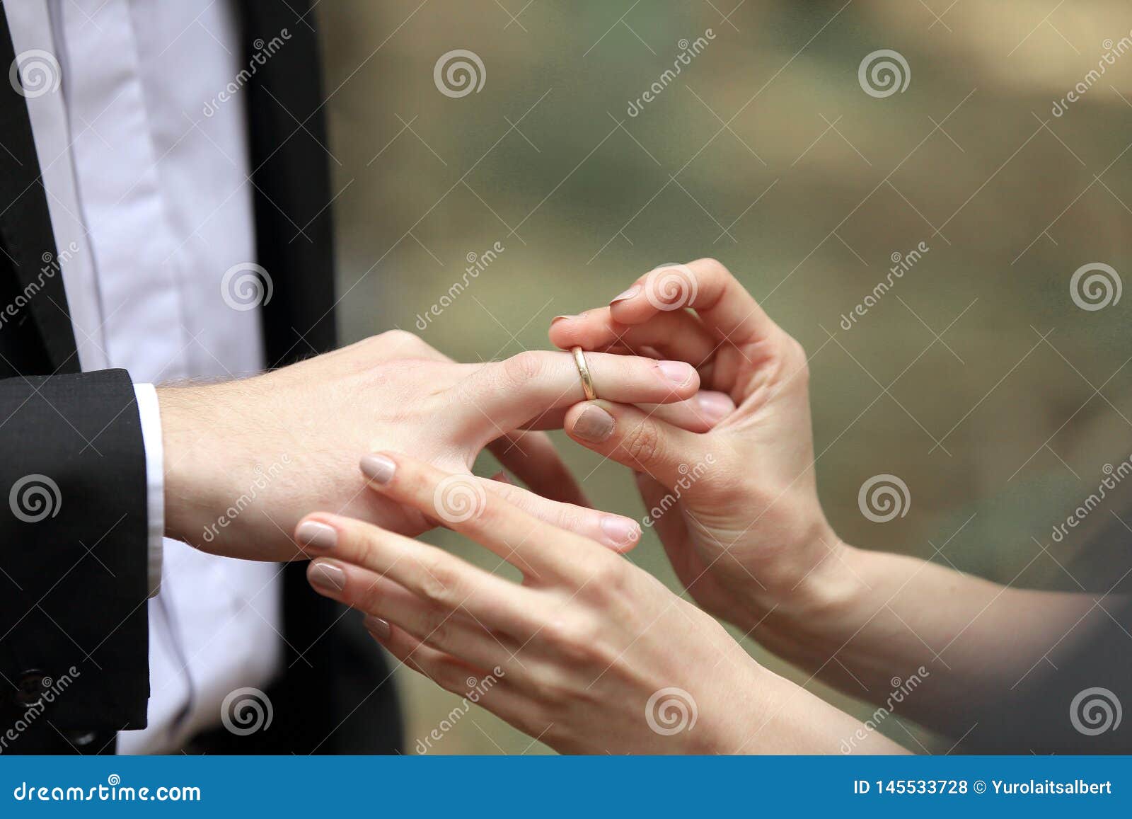 Close Up. the Couple Exchanging Wedding Rings Stock Photo Image of