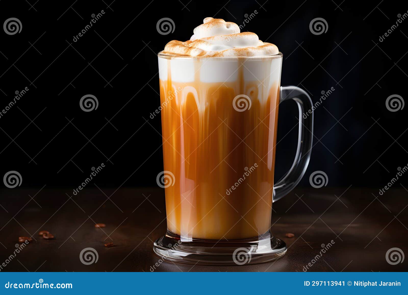 Glass with Latte Macchiato on Transparent Background Stock Illustration -  Illustration of cream, closeup: 112655835