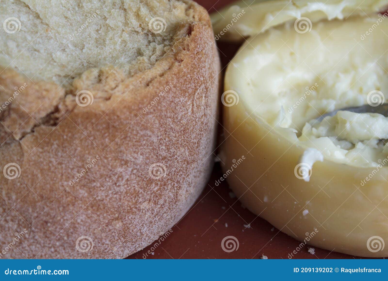 close-up of creamy and soft cheese and bread