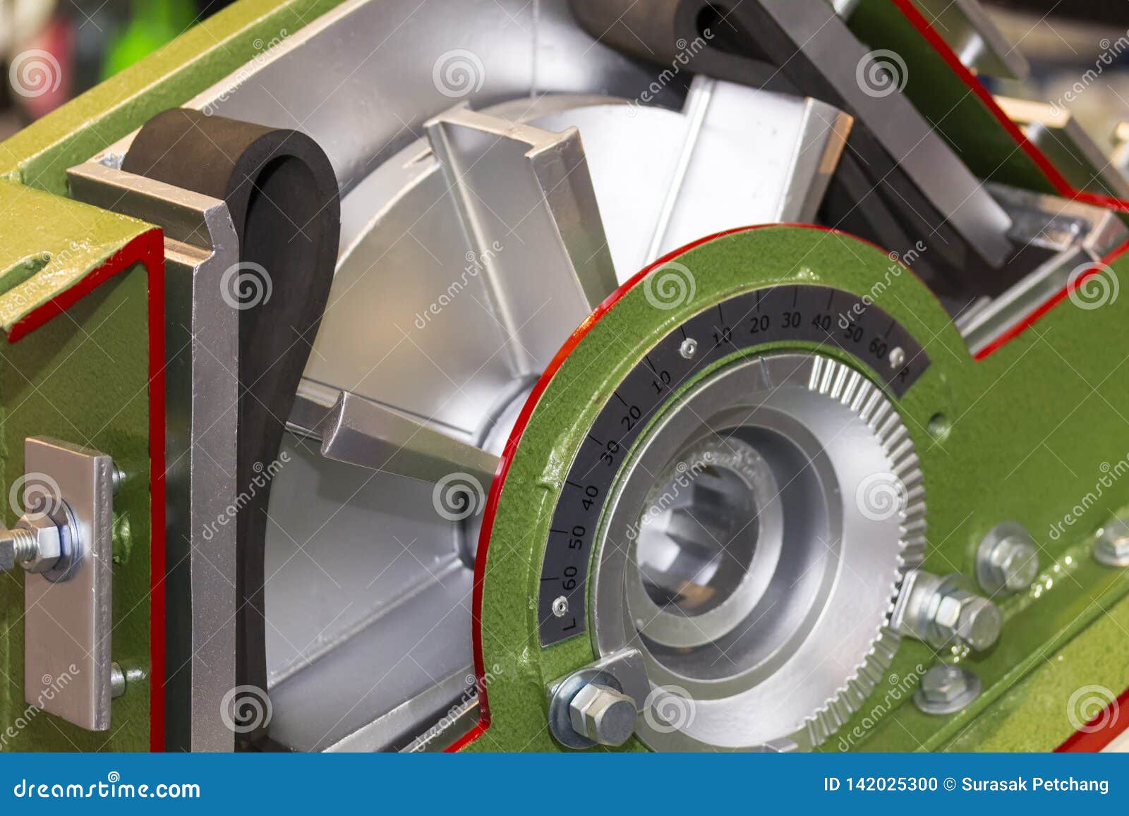 close up cross section impeller set and blade of shot blast machine for industrial