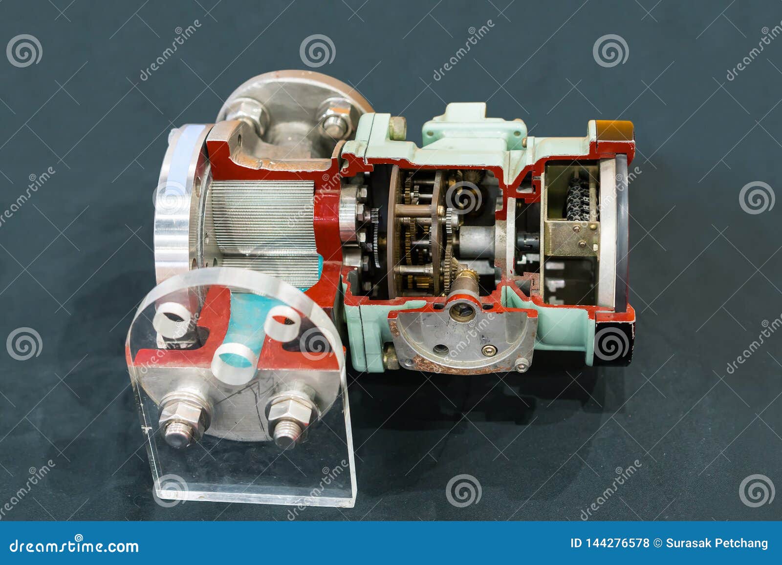 Close Up Cross Section Inside of Pulse Flow Meter for High Accuracy