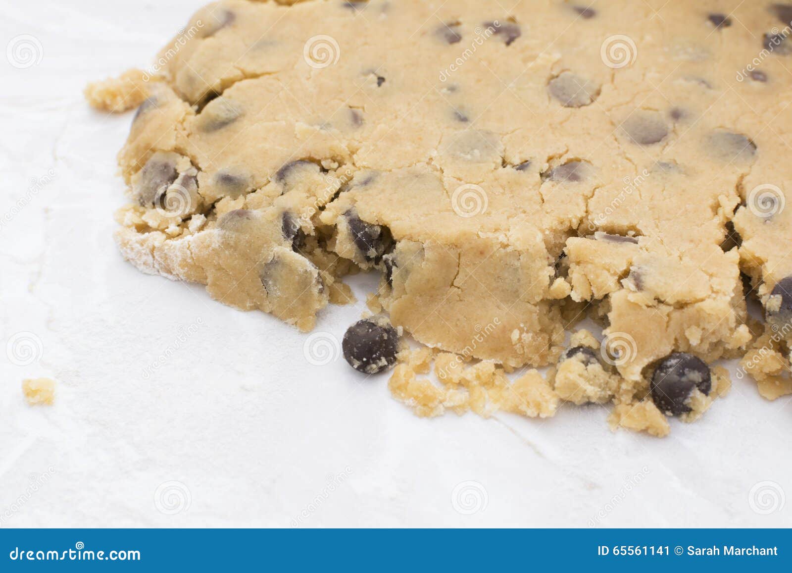 Closeup of Crumbly Chocolate Chip Cookie Dough Stock Image Image of