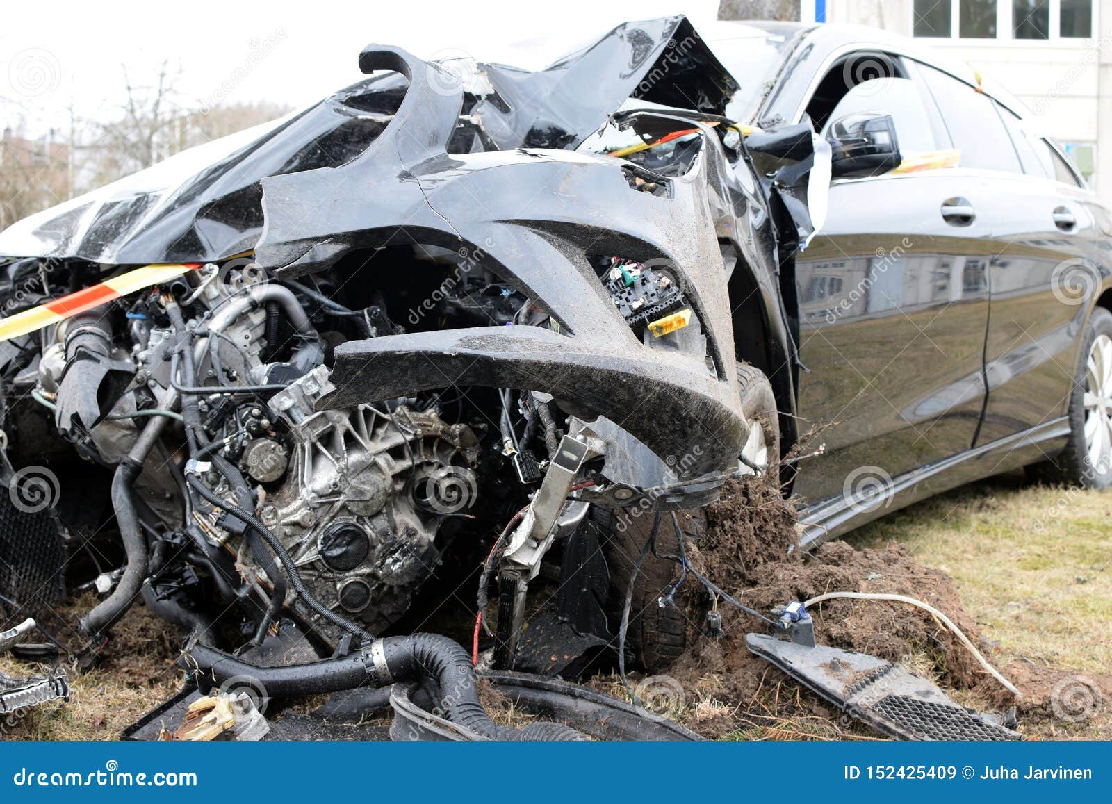 Crushed Car after Bad Crash Stock Image Image of demolished, impact