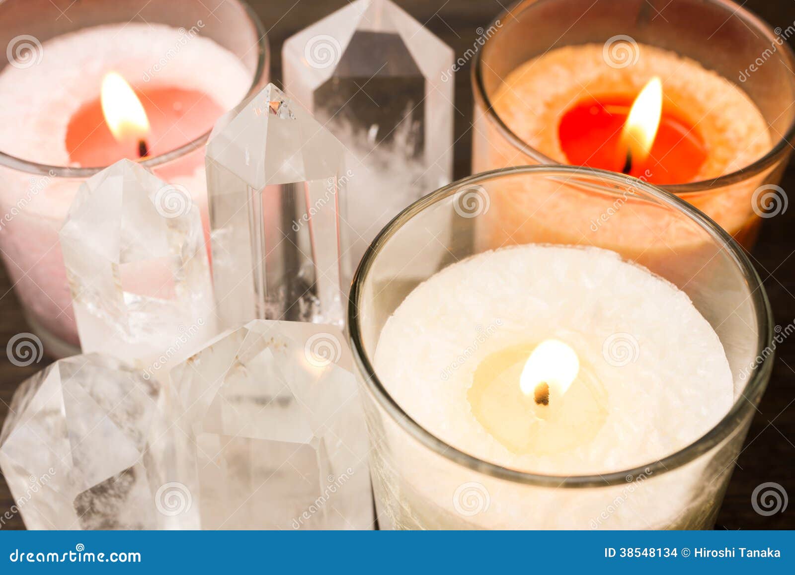 Close Up of Crystals and Candles Stock Photo Image of decoration, repose 38548134