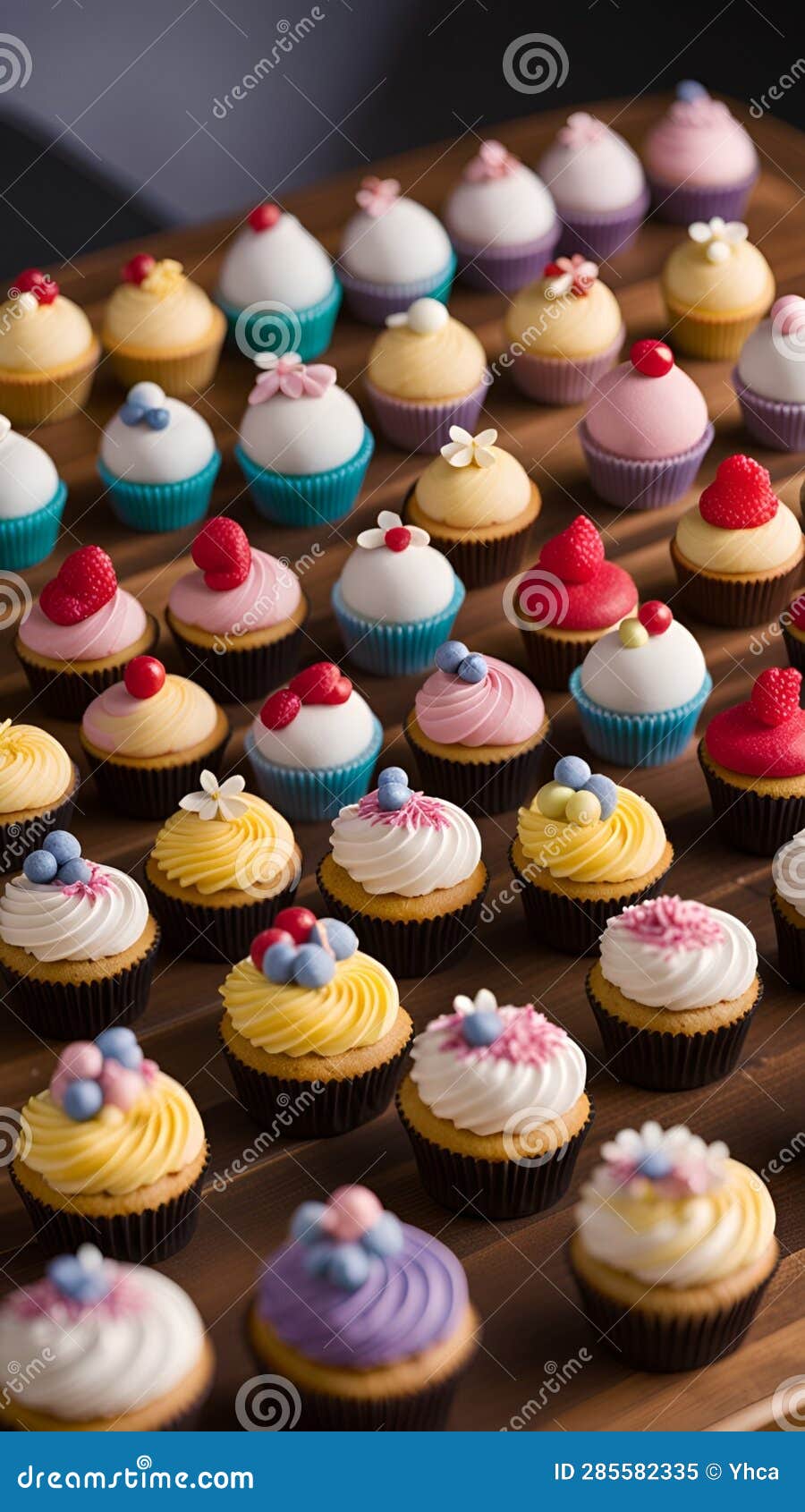 Close-up of Cupcakes on a Table Illustration Artificial Intelligence ...