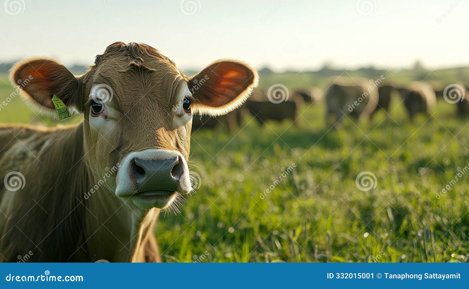 closeup of a curious cow in a lush meadow a young brown cow with big gentle eyes gazes directly at the camera showcasing its