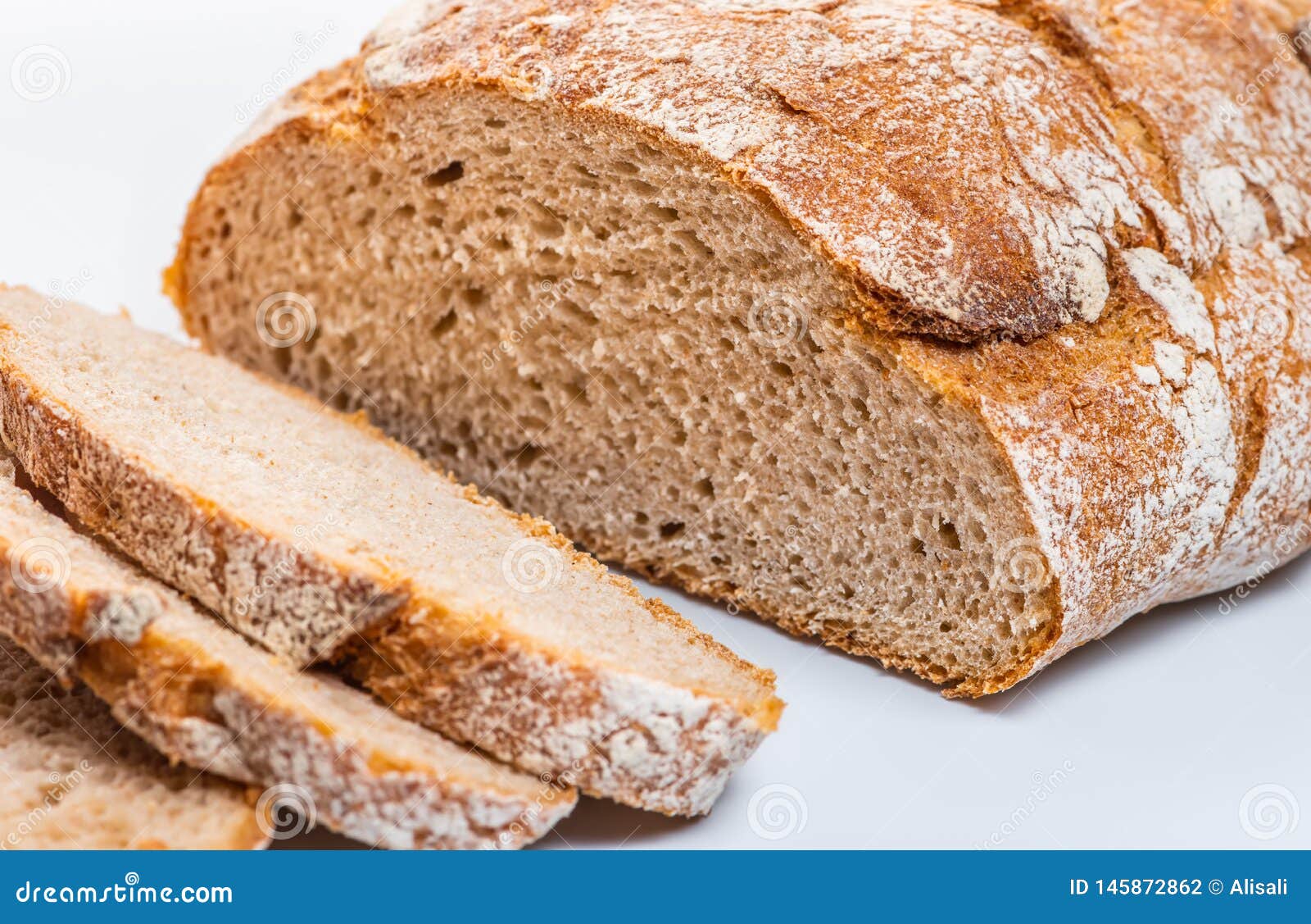 Close Up of Cutted Rye Round Bread Stock Photo Image of groceries, home 145872862