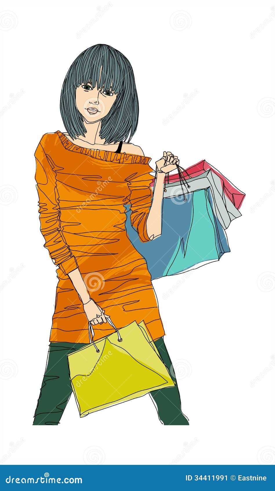 O close-up da mulher está guardando sacos de compras