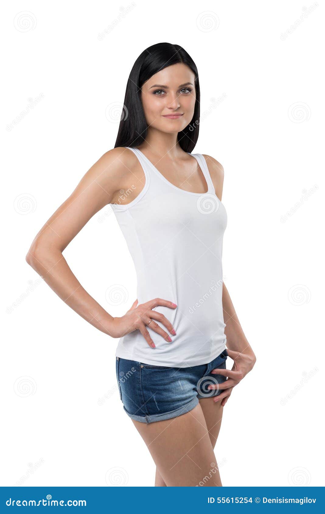 Close-up De Uma Mulher Moreno Que Guarda Uma Mão Na Cintura Foto de Stock -  Imagem de branco, quadril: 55615254