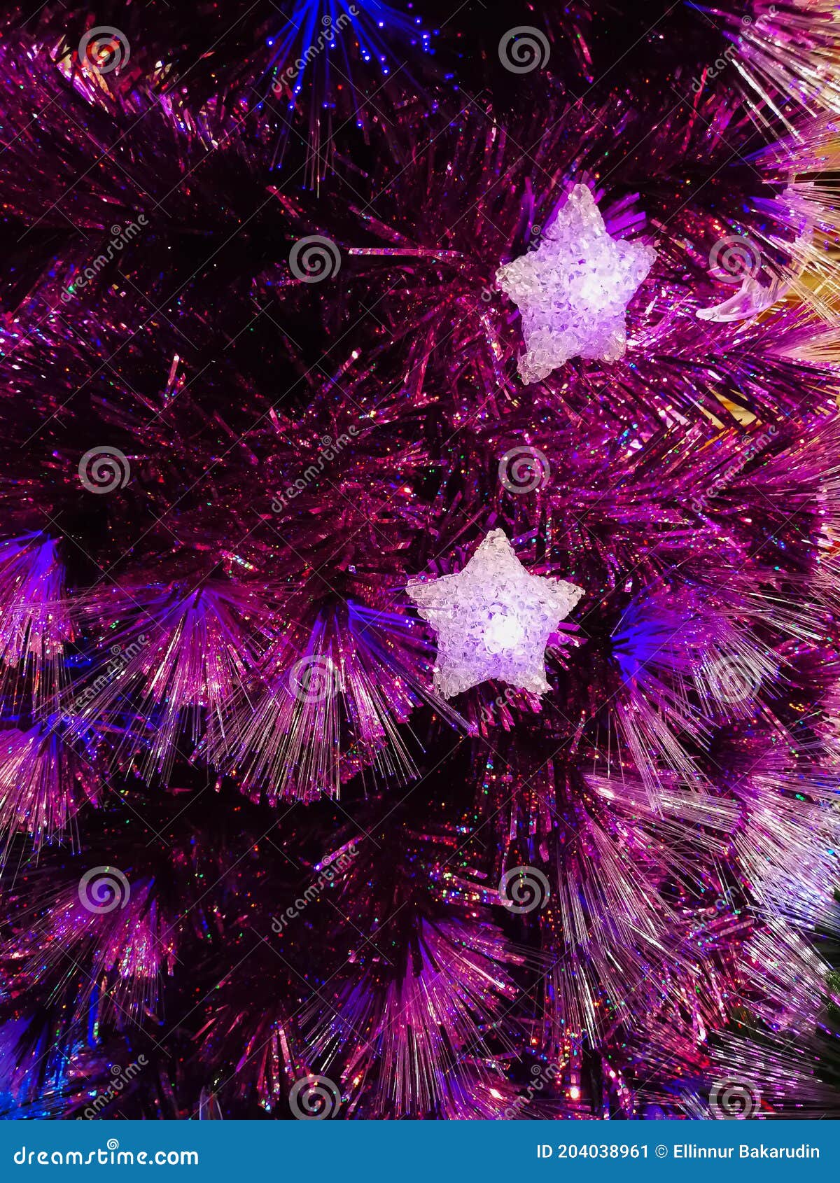 Close Up of Decorated Christmas Tree with Led Lights Stock Image