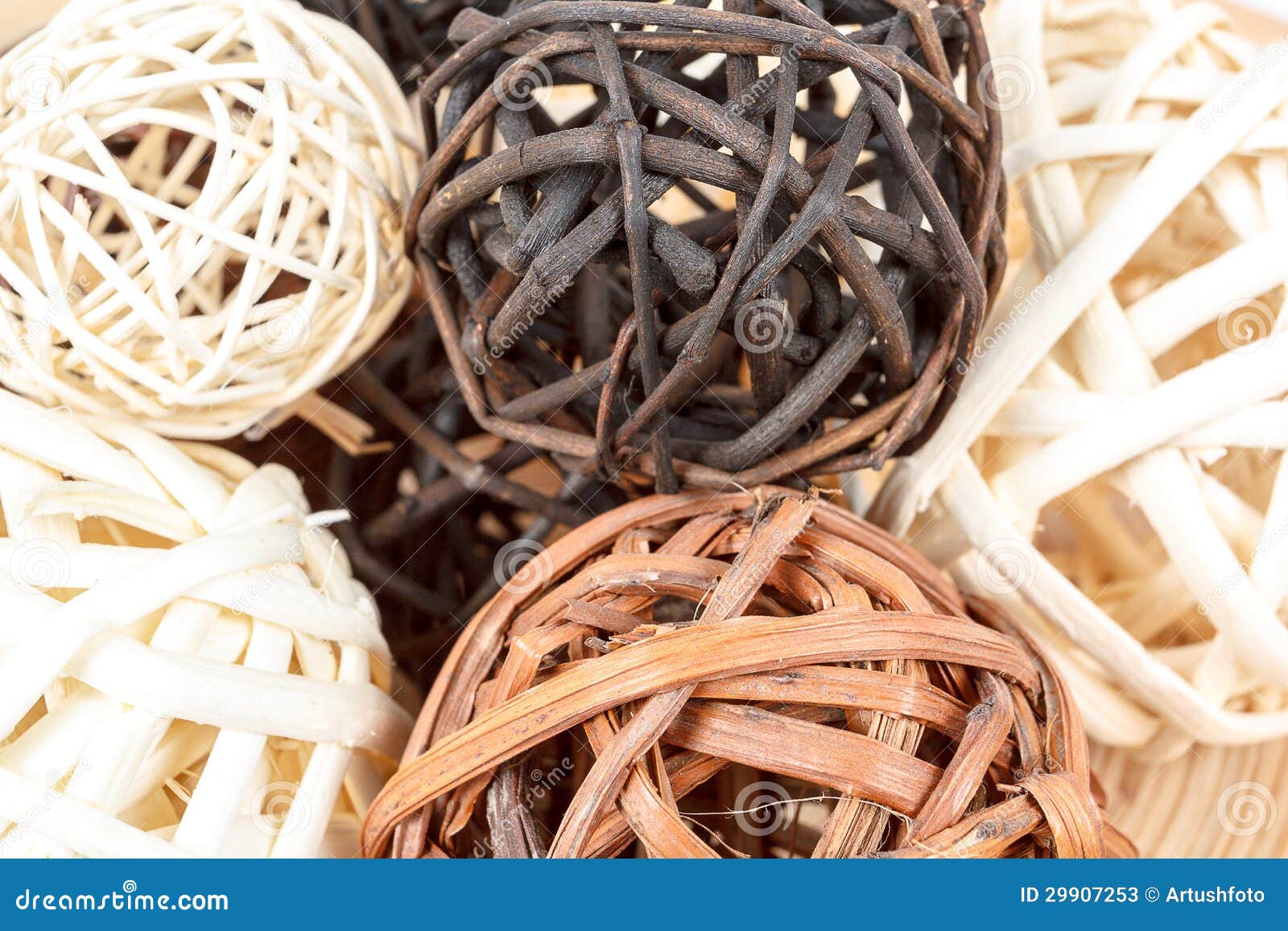 A Decorative Wicker Wooden Balls Stock Image Image of round