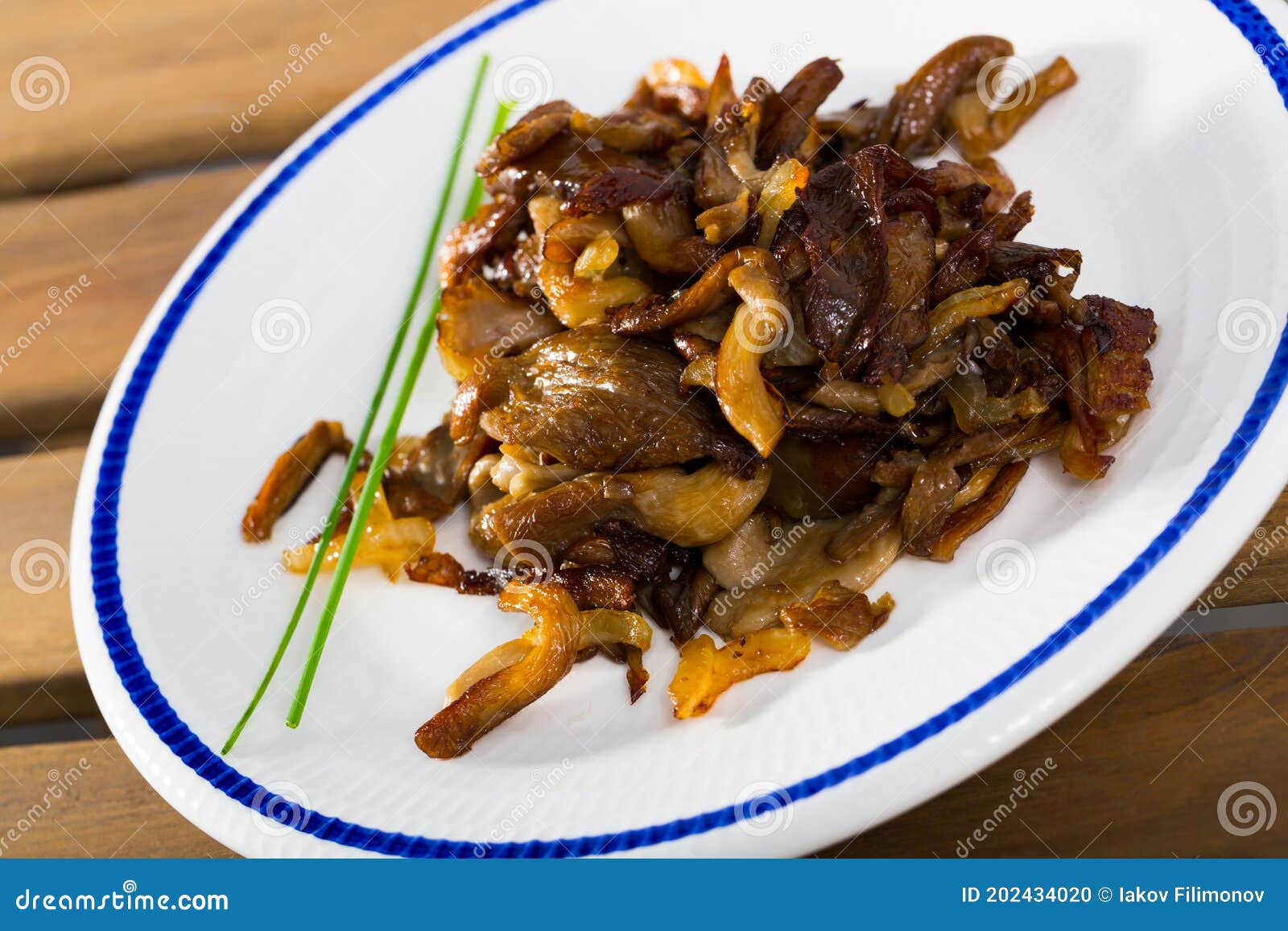 Closeup of Delicious Cooked Fried Shitake Mushrooms Stock Photo