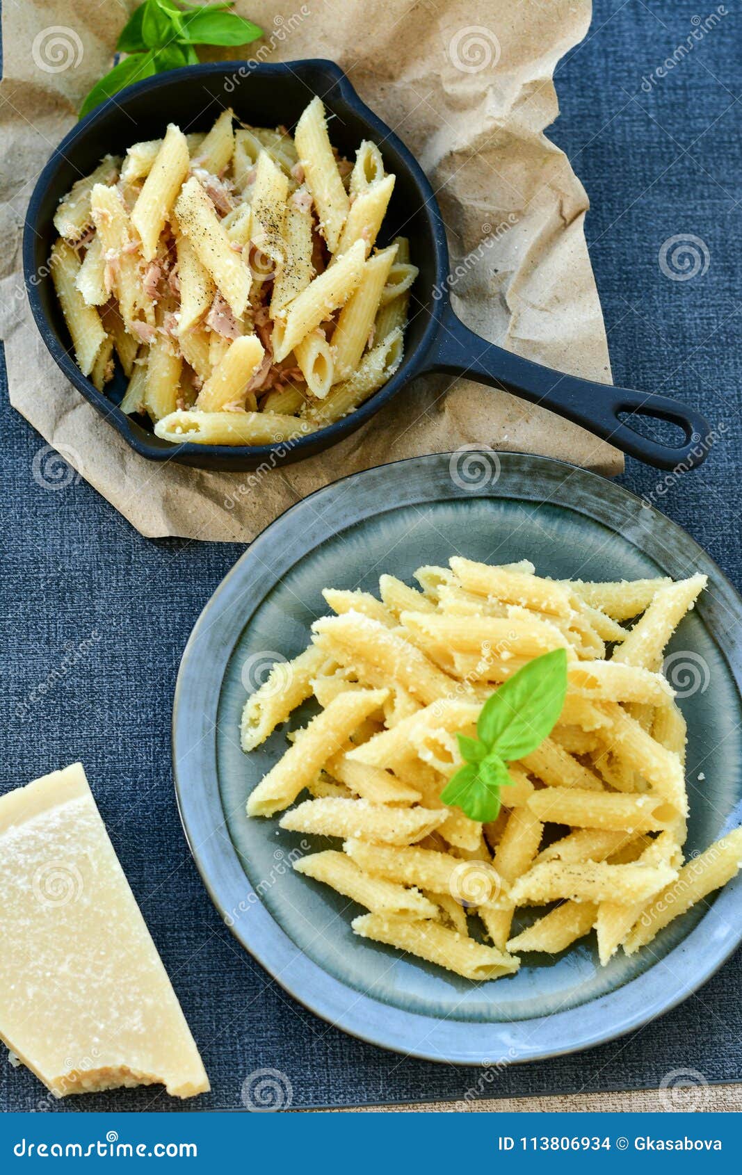 Penne with tuna fish stock photo. Image of flour, italy - 113806934