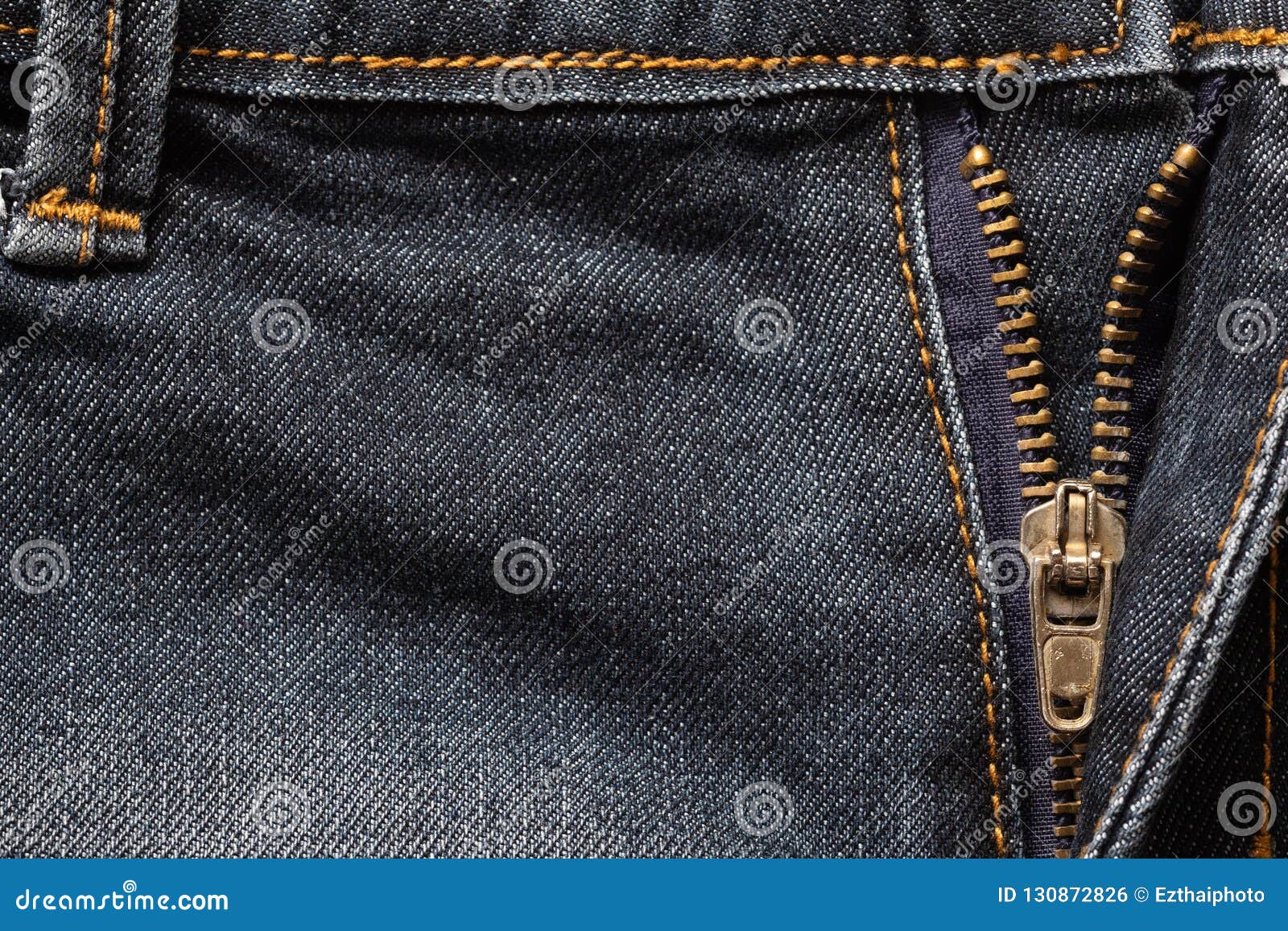 Close Up of Denim Jeans Texture Material Background with Zipper. Stock ...