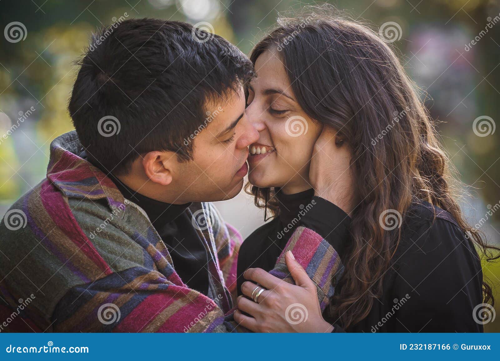 Close-up of French Kiss. Couple in Love Hugging and Kissing Stock ...