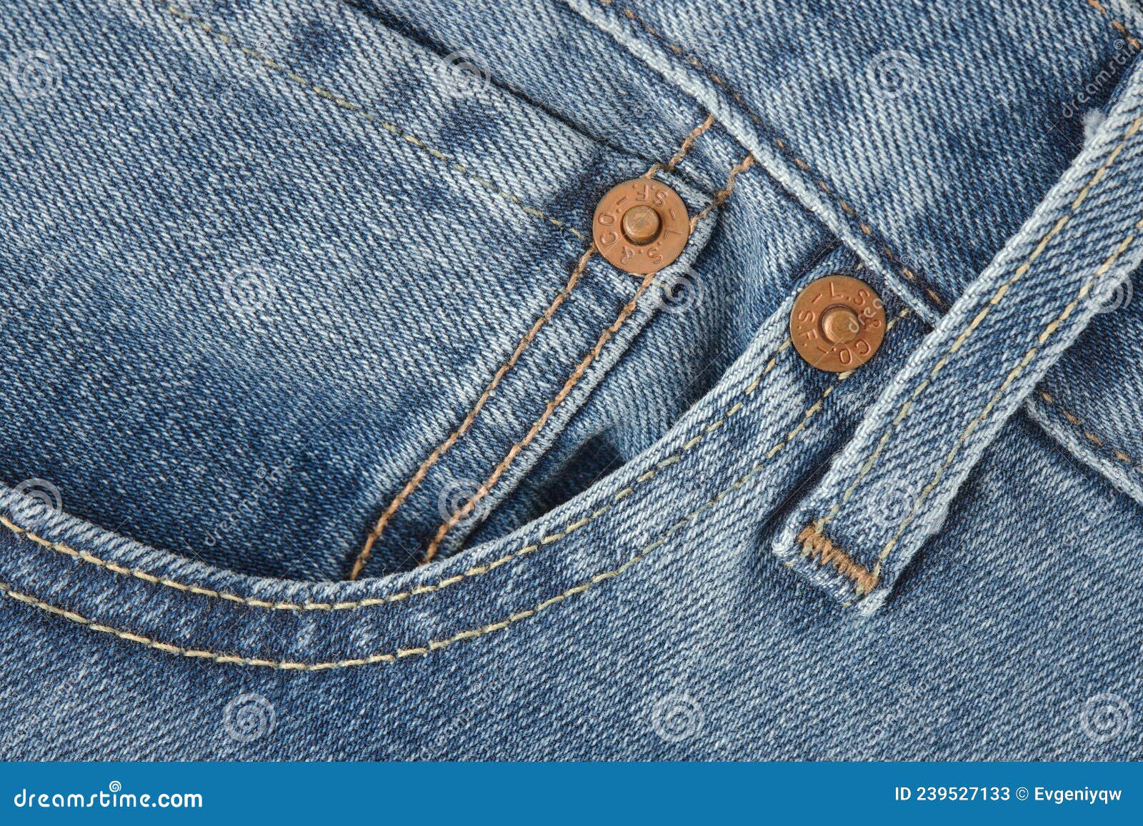 Close Up of Details of New LEVI S 501 Jeans. Buttons and Seams and Pockets  Close-up. Classic Jeans Model Editorial Stock Photo - Image of fragment,  pocket: 239527133