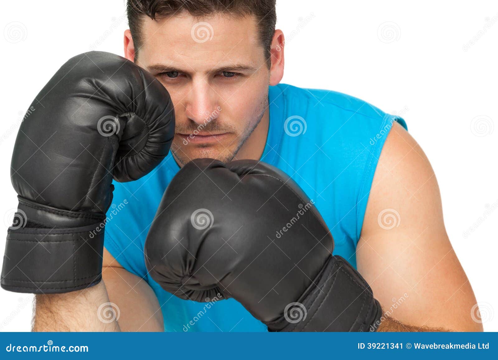 Closeup of a Determined Male Boxer Focused on Training Stock Image