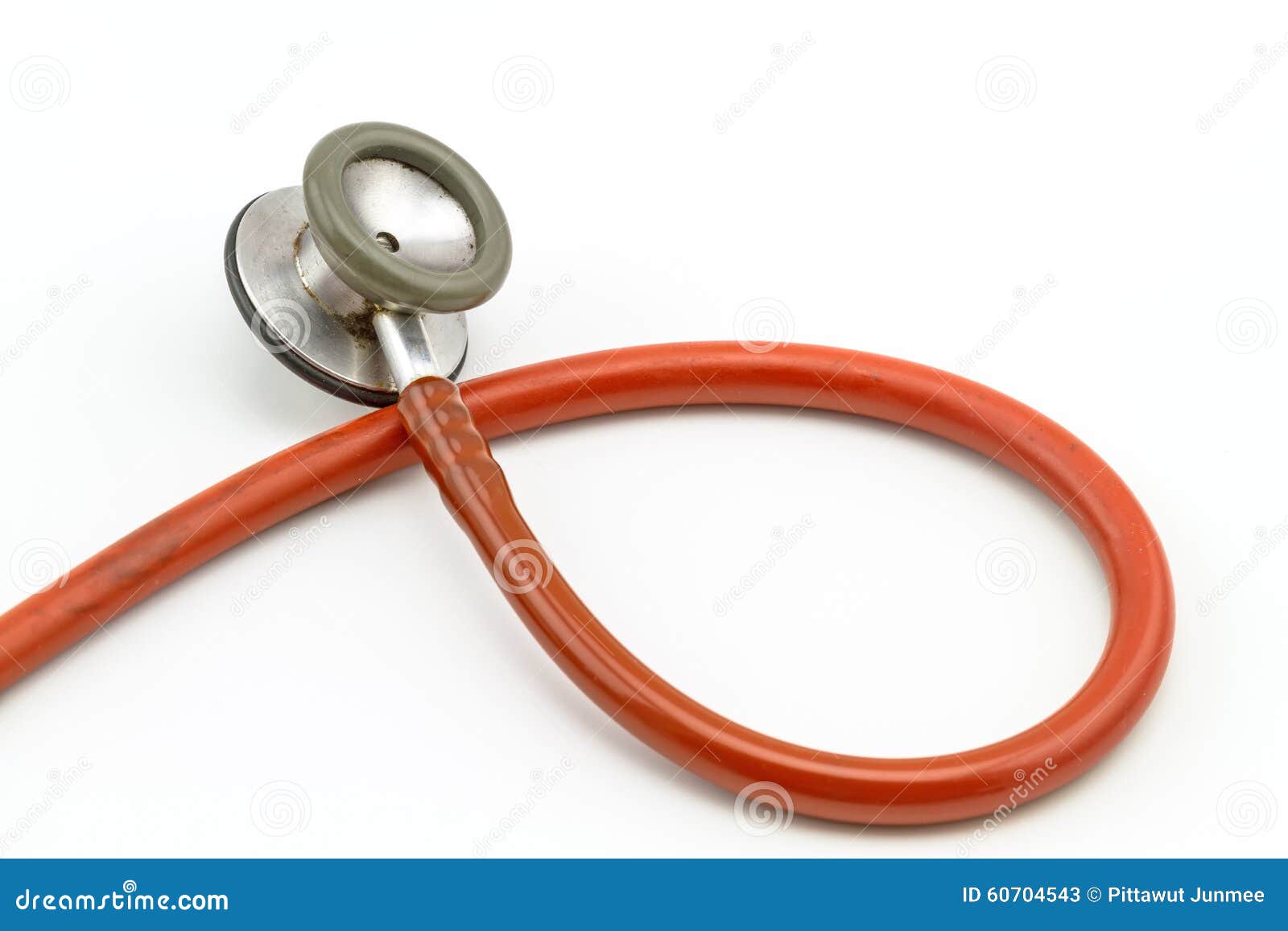 Close Up Diaphragm of Pink Stethoscope on White Background Stock Image