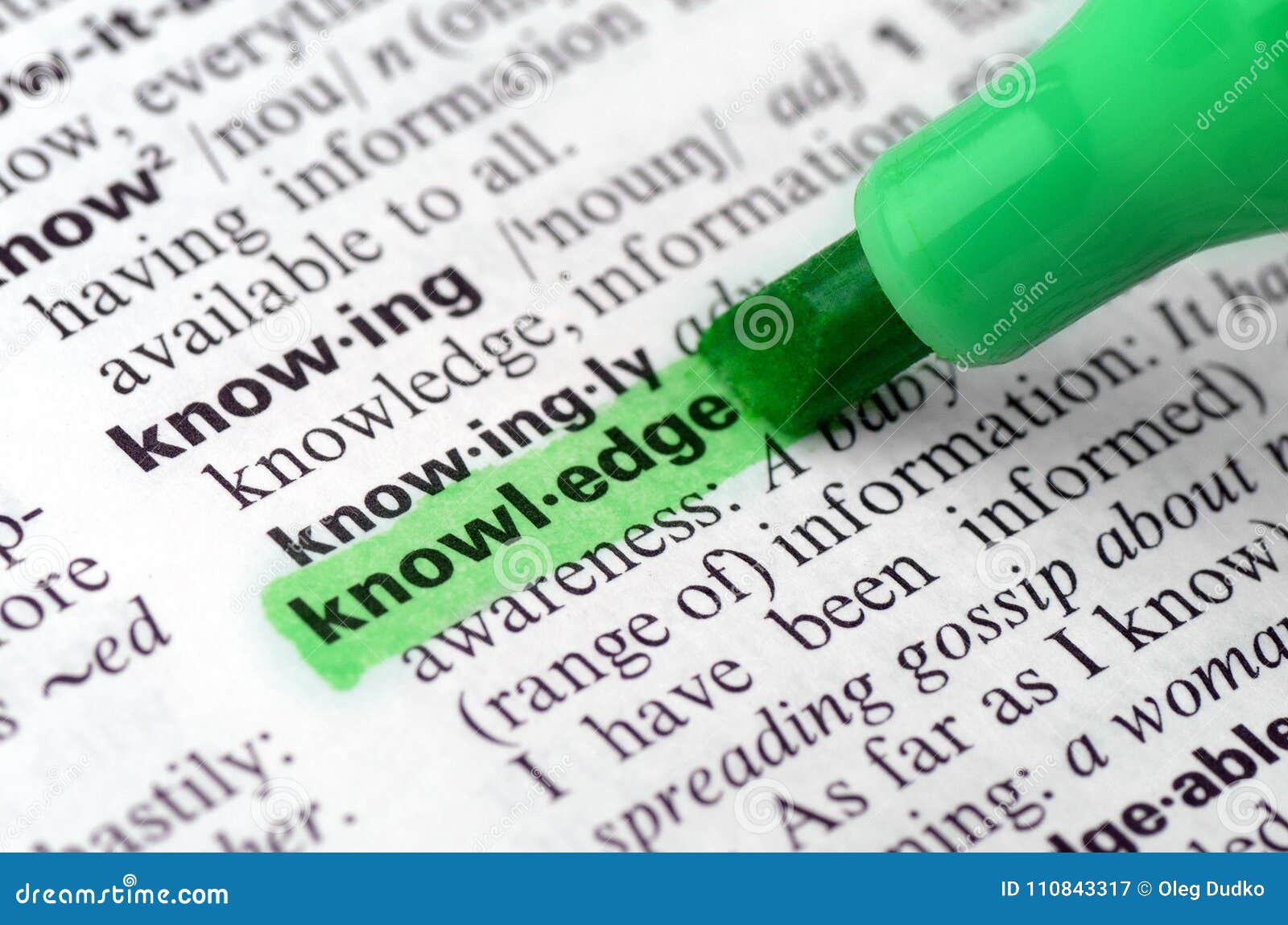 close up of highlighting specific word knowledge