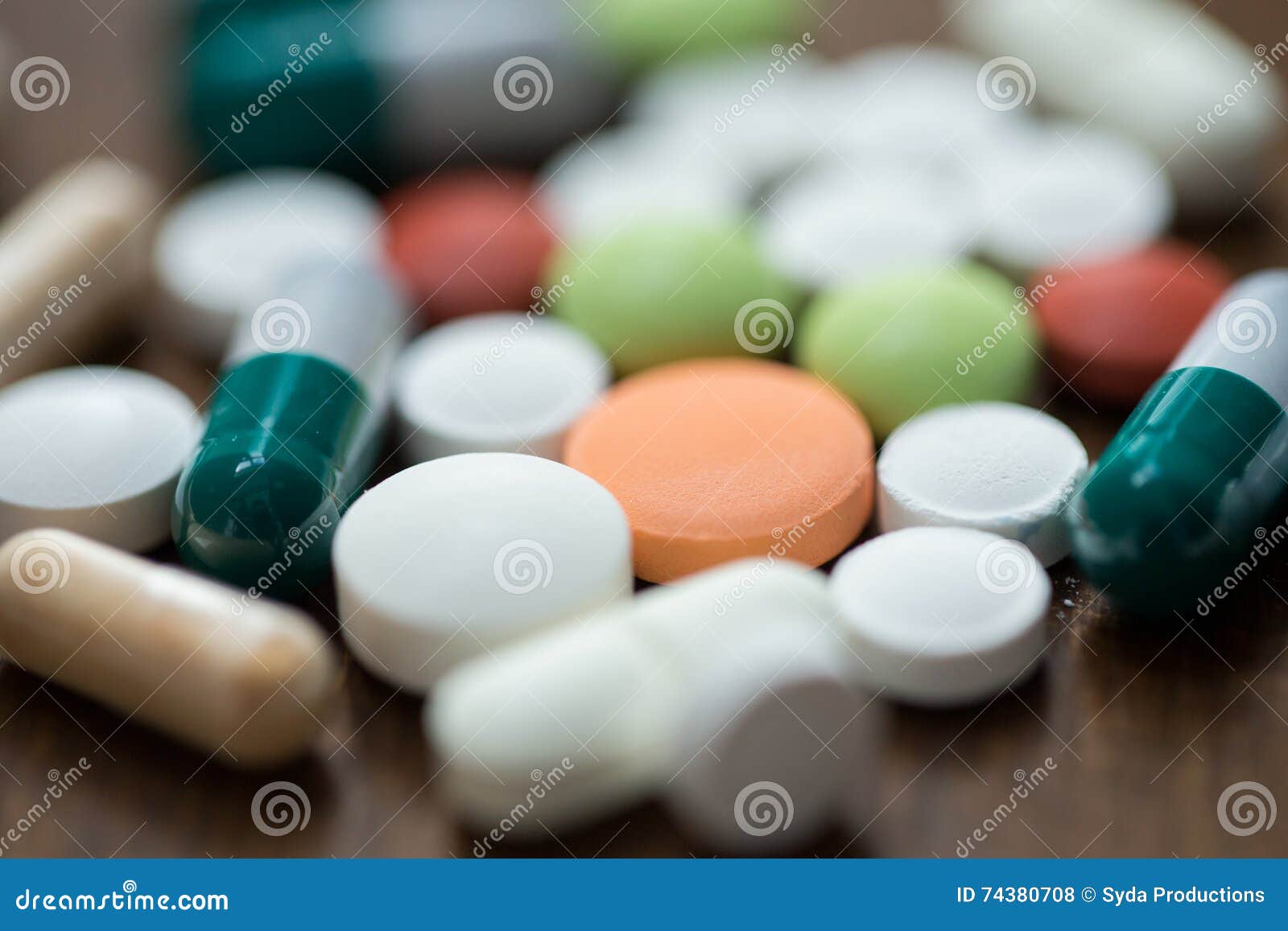 close up of different drugs on table