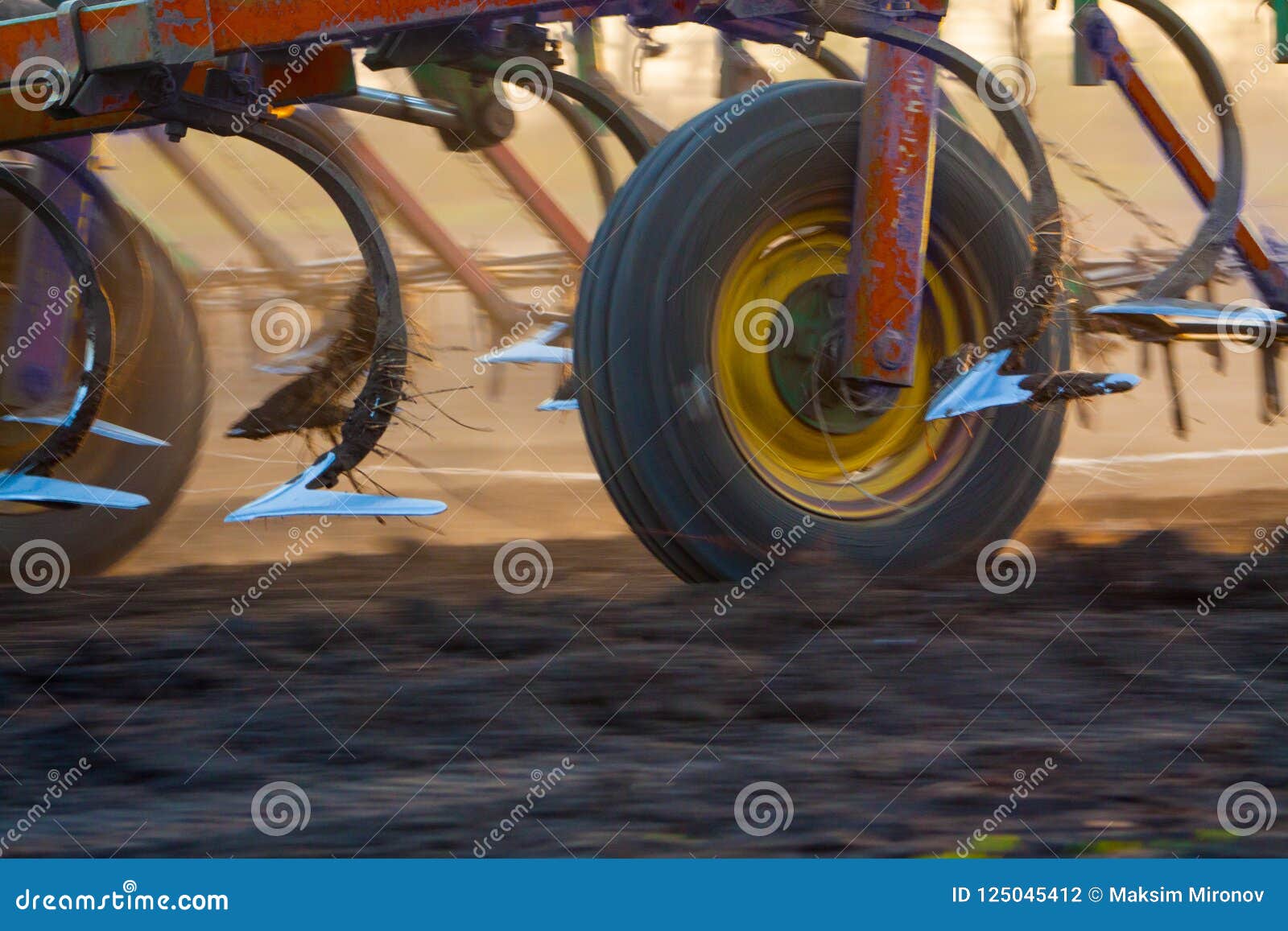 Close Up of a Disc Harrow System, Cultivate the Soil Stock Photo