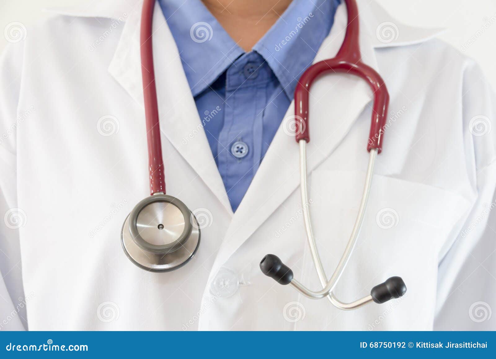Close Up of Doctor Coat with Shirt and Stethoscope Stock Photo Image