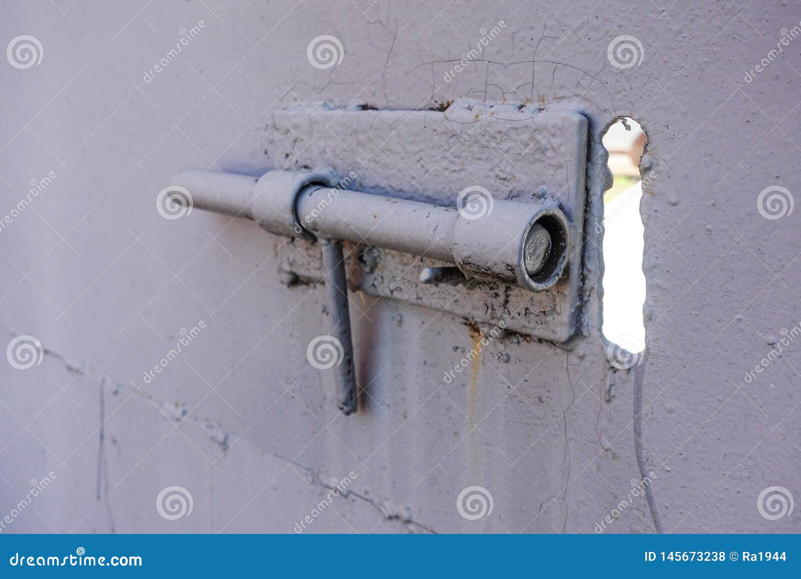 Close Up of Door Locked with Iron Latch Stock Photo Image of