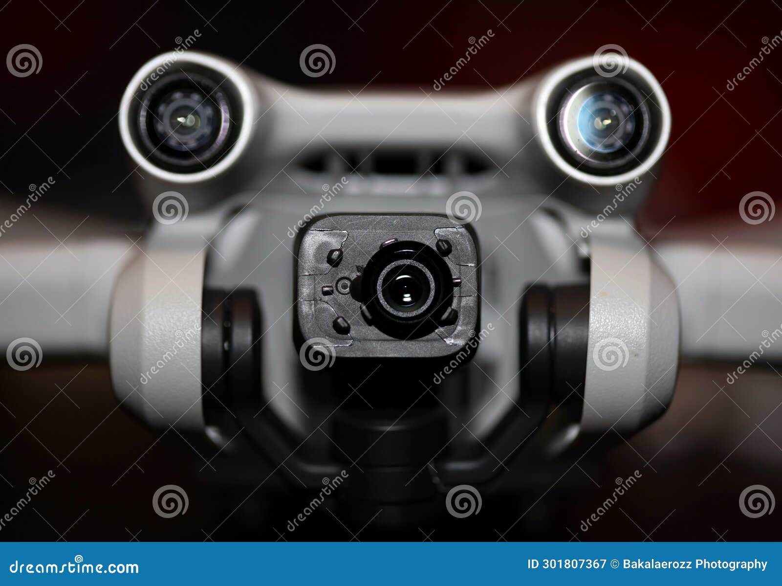 close up drone sensor and drone propeller, focus is on second propeller droning concept video film making operator rent equipment