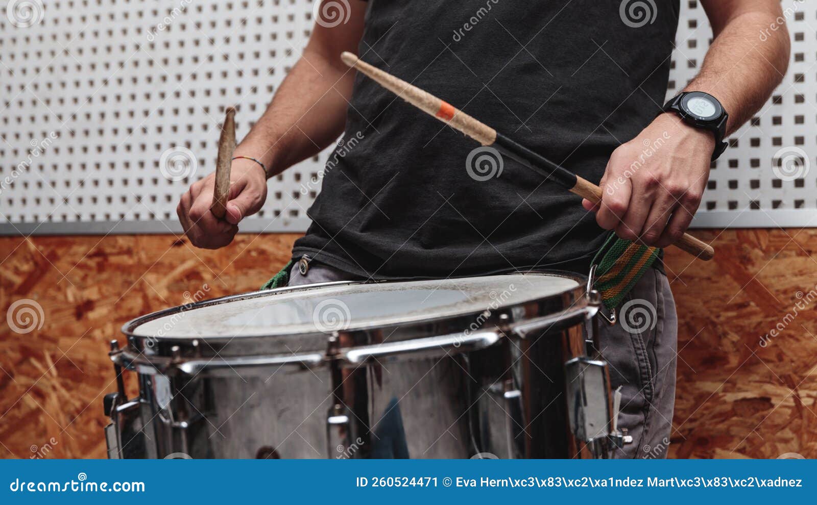 Closeup of Drumsticks Being Played on a Drum Stock Image Image of