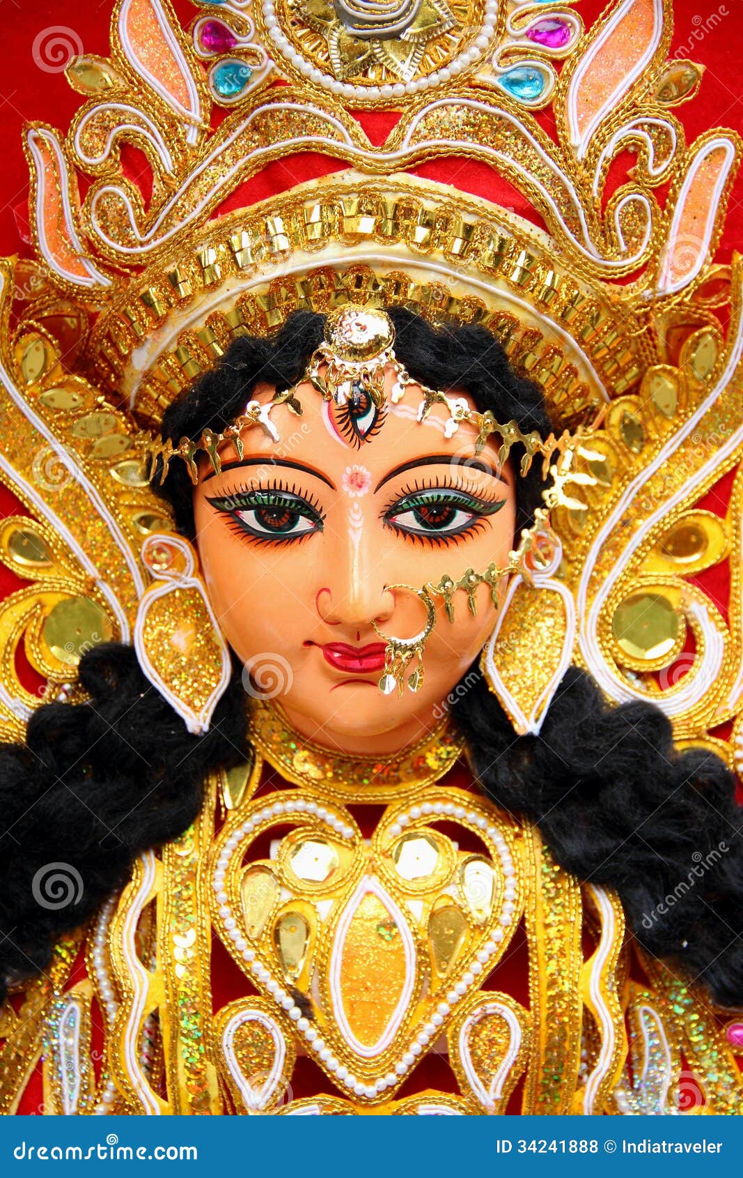 A Close Up of Durga Idol. stock photo. Image of colour - 34241888