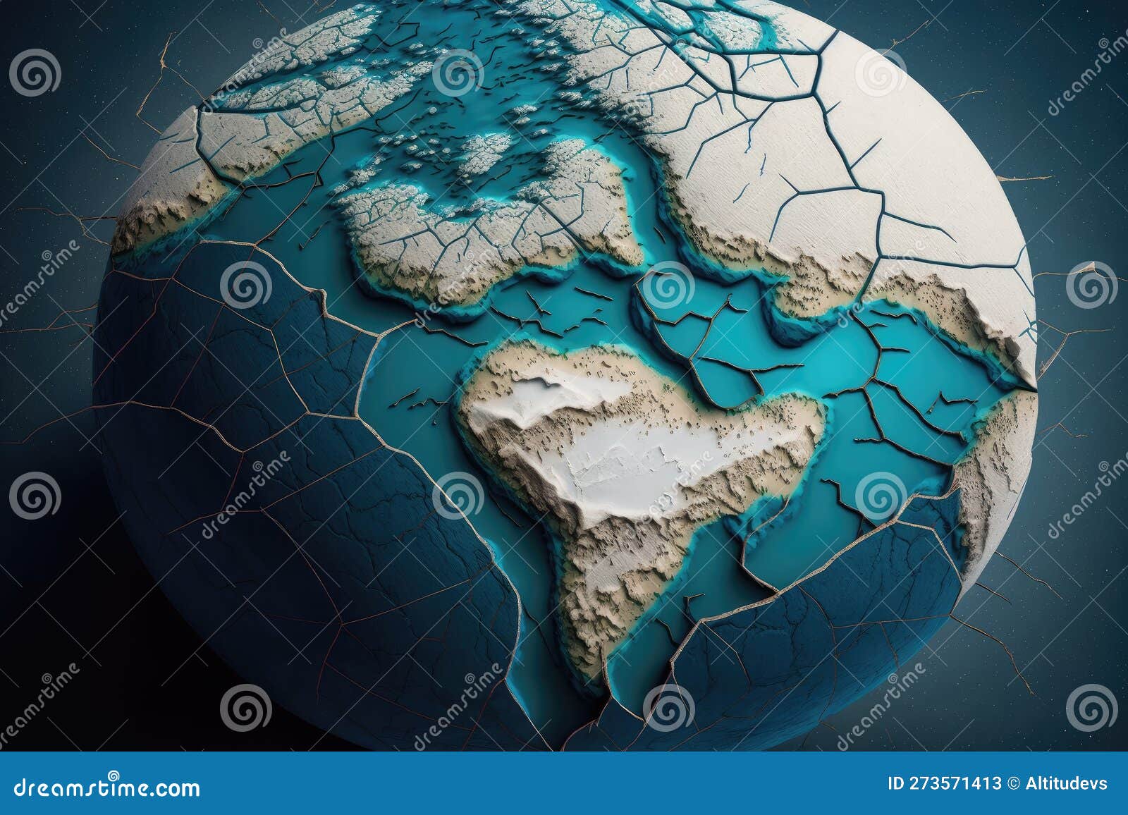 Close-up of the Earth, with Cracks and Fissures on Its Surface Stock 