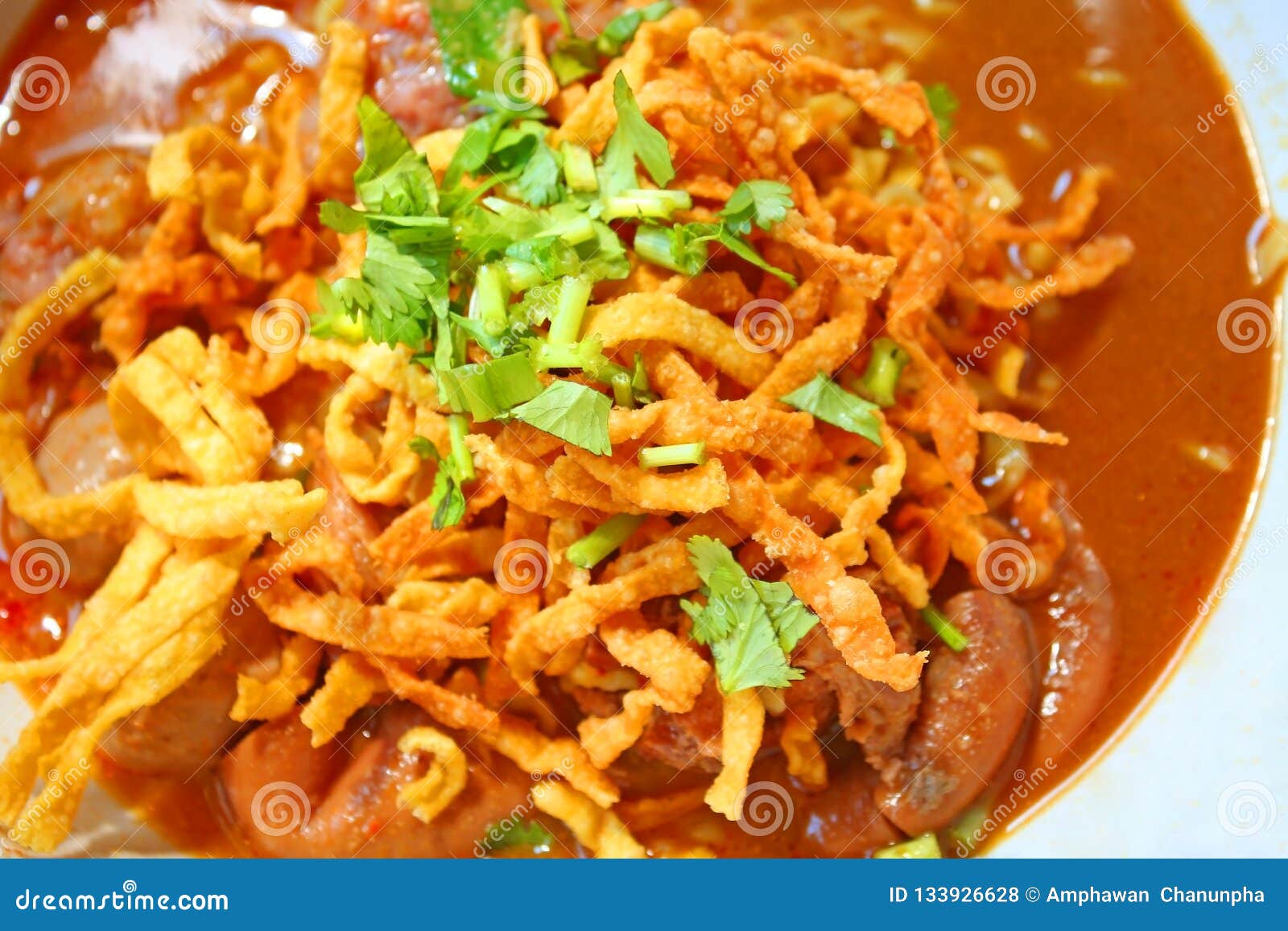 Egg Noodle in Chicken Curry Stock Photo Image of holding, cuisine