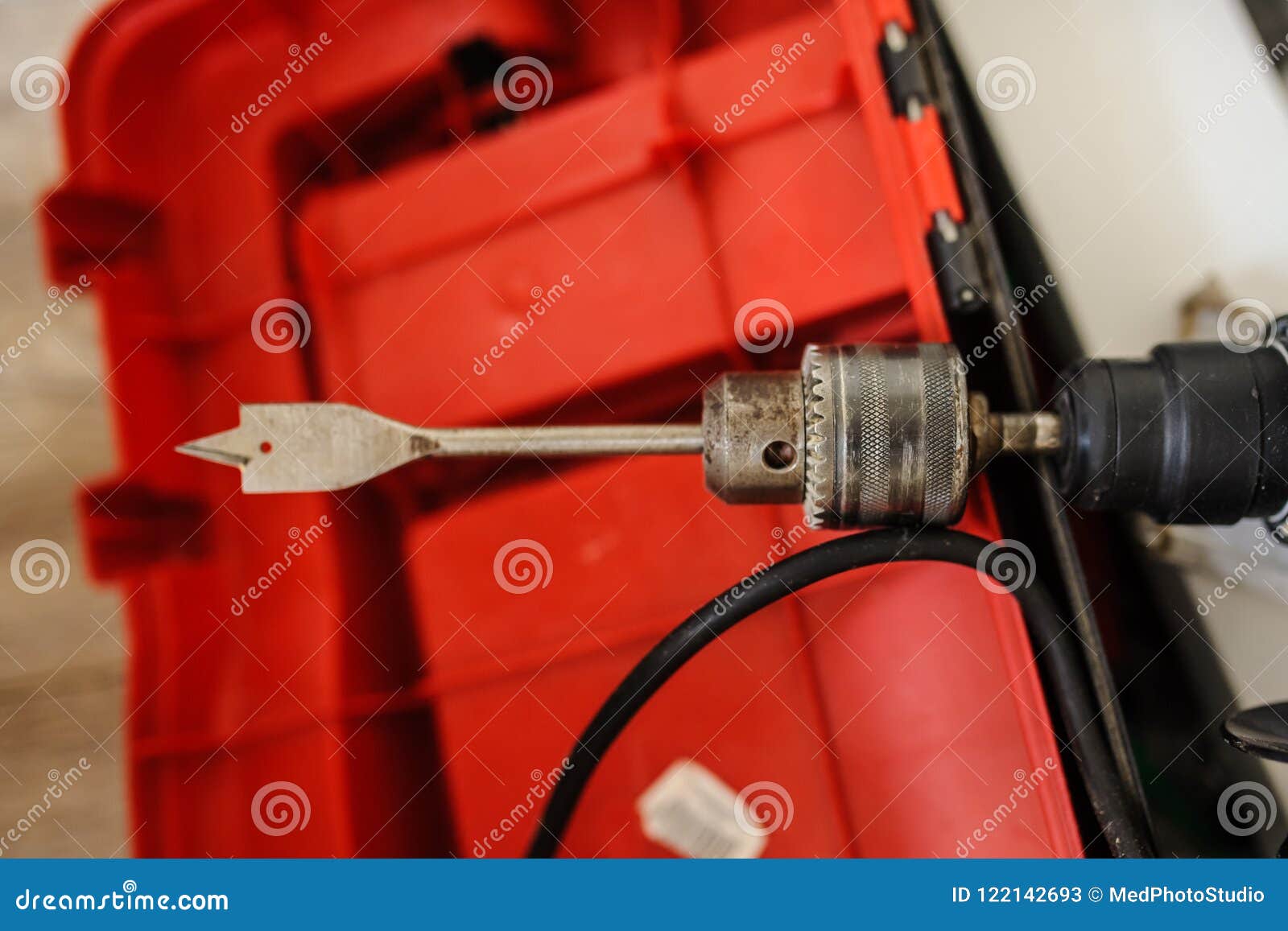 Close up Electric drill stock image. Image of hand, home 122142693
