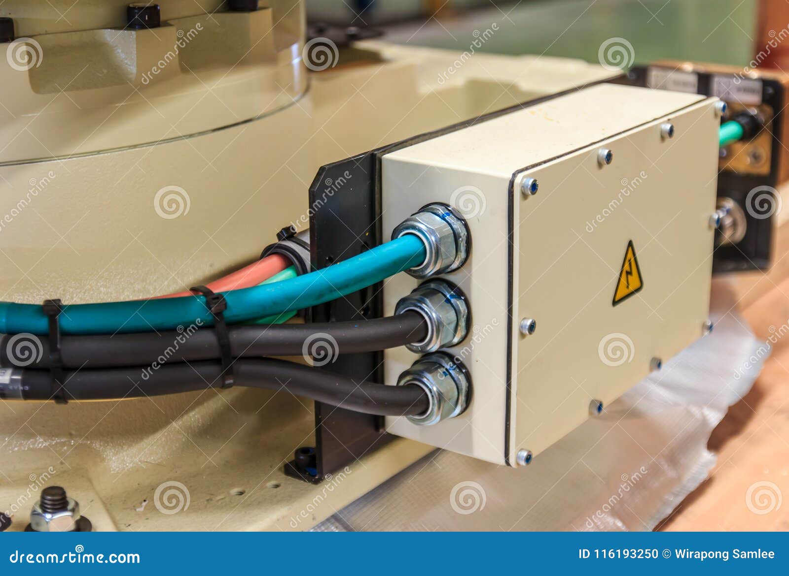 Electrical Cable at Connected To Junction Box. Stock Photo Image of
