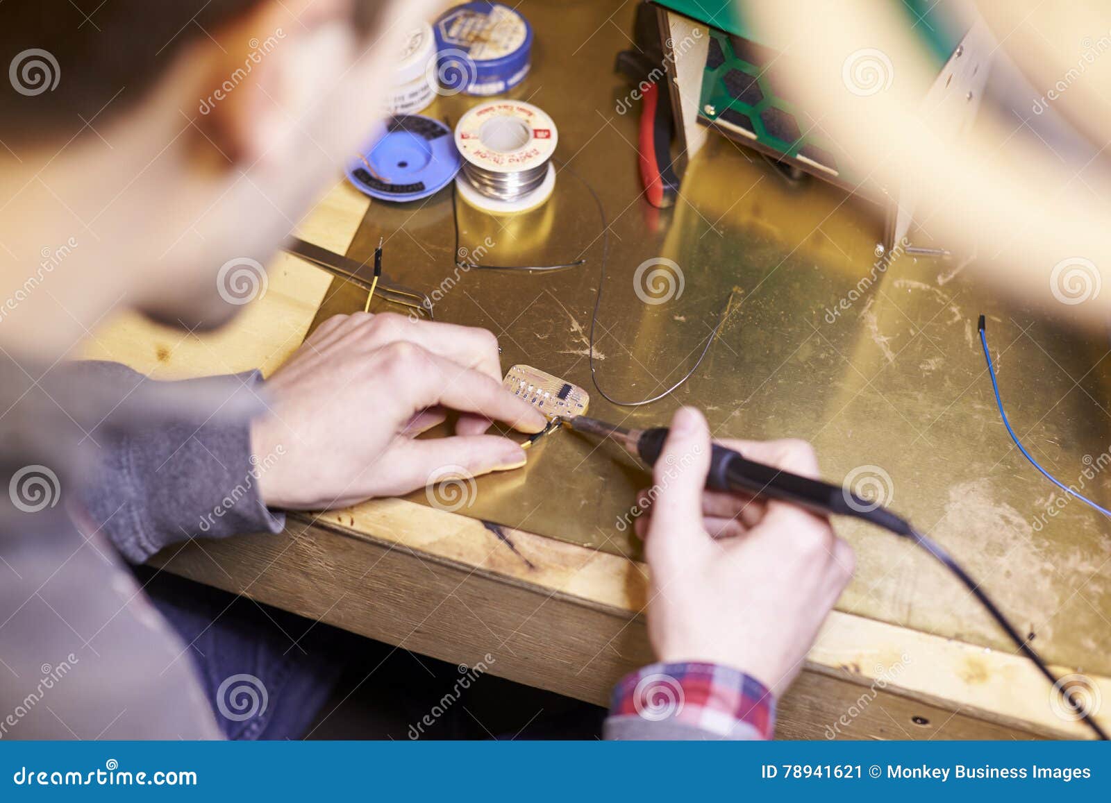 Close Up of Electrical Engineer Soldering Circuit Board Stock Image Image of skill, circuit