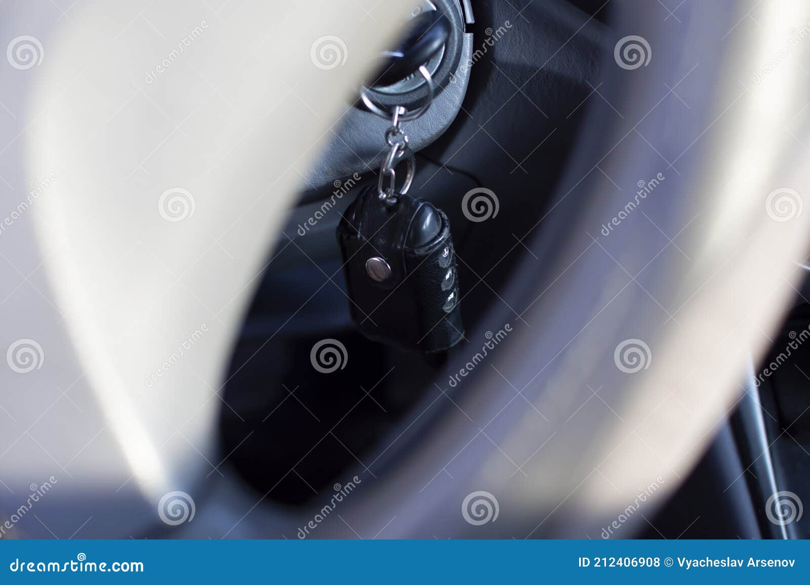 Closeup Elements of the Instrument Panel Made of Gray Plastic Stock