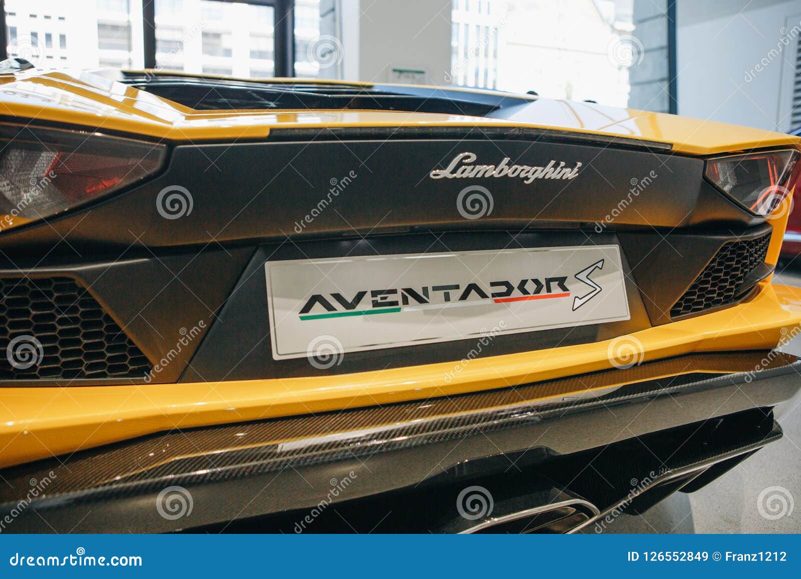 Close-up of the Emblem of Lamborghini Aventador Editorial Stock Image