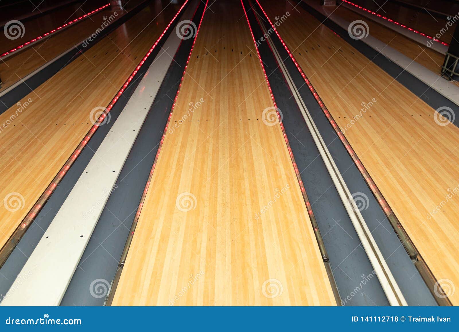 Close-up of Empty Bowling Alley Stock Photo - Image of entertainment ...