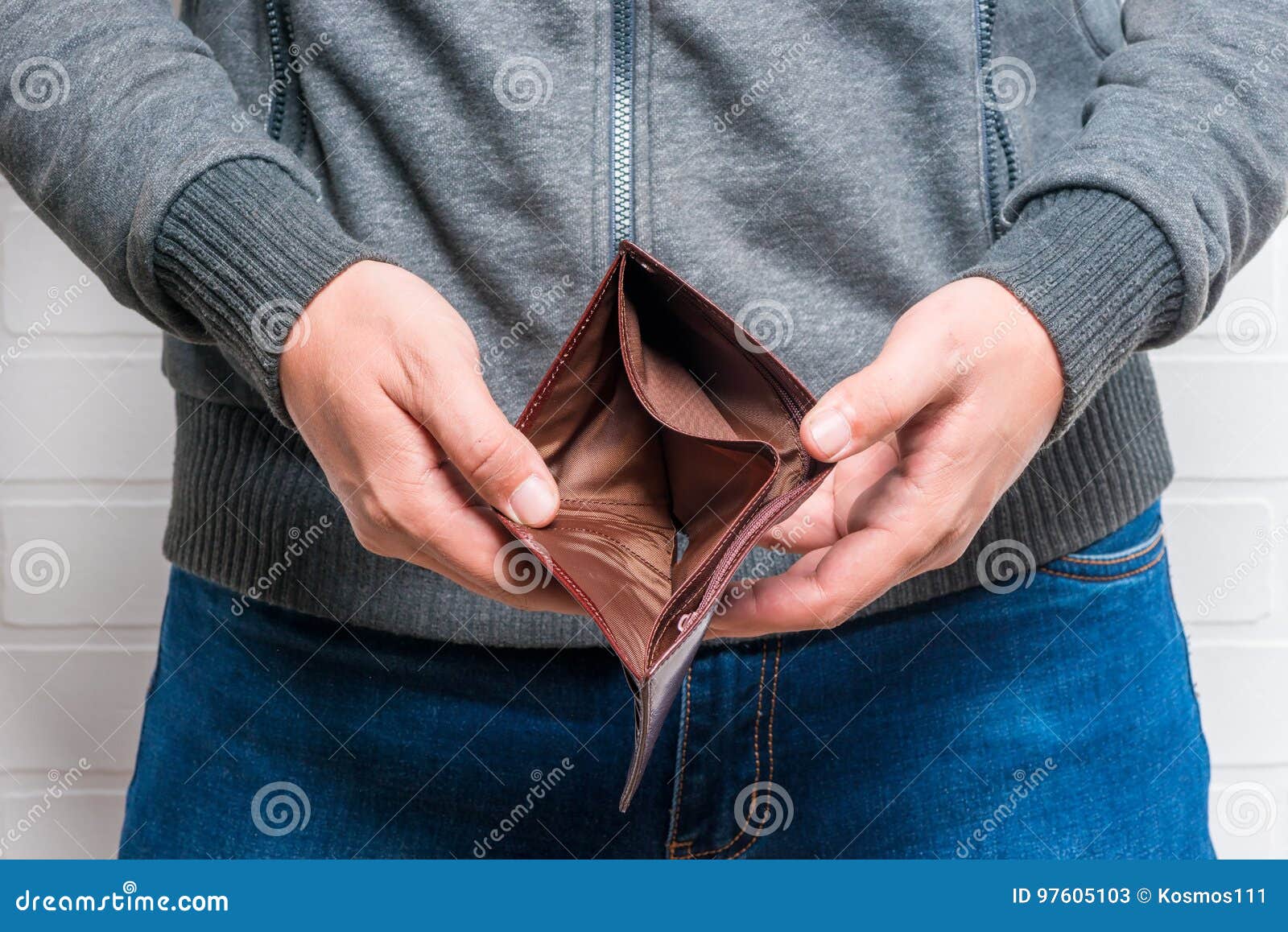 empty purse in his hands,crisis of unemployment and poverty Stock Photo -  Alamy