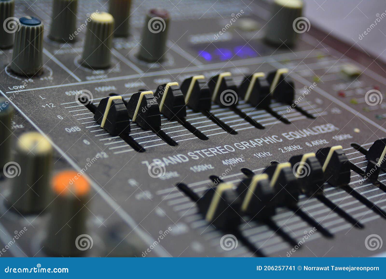 Equalizer, Audio Mixing Board. Stock Image Image of artist, monitor