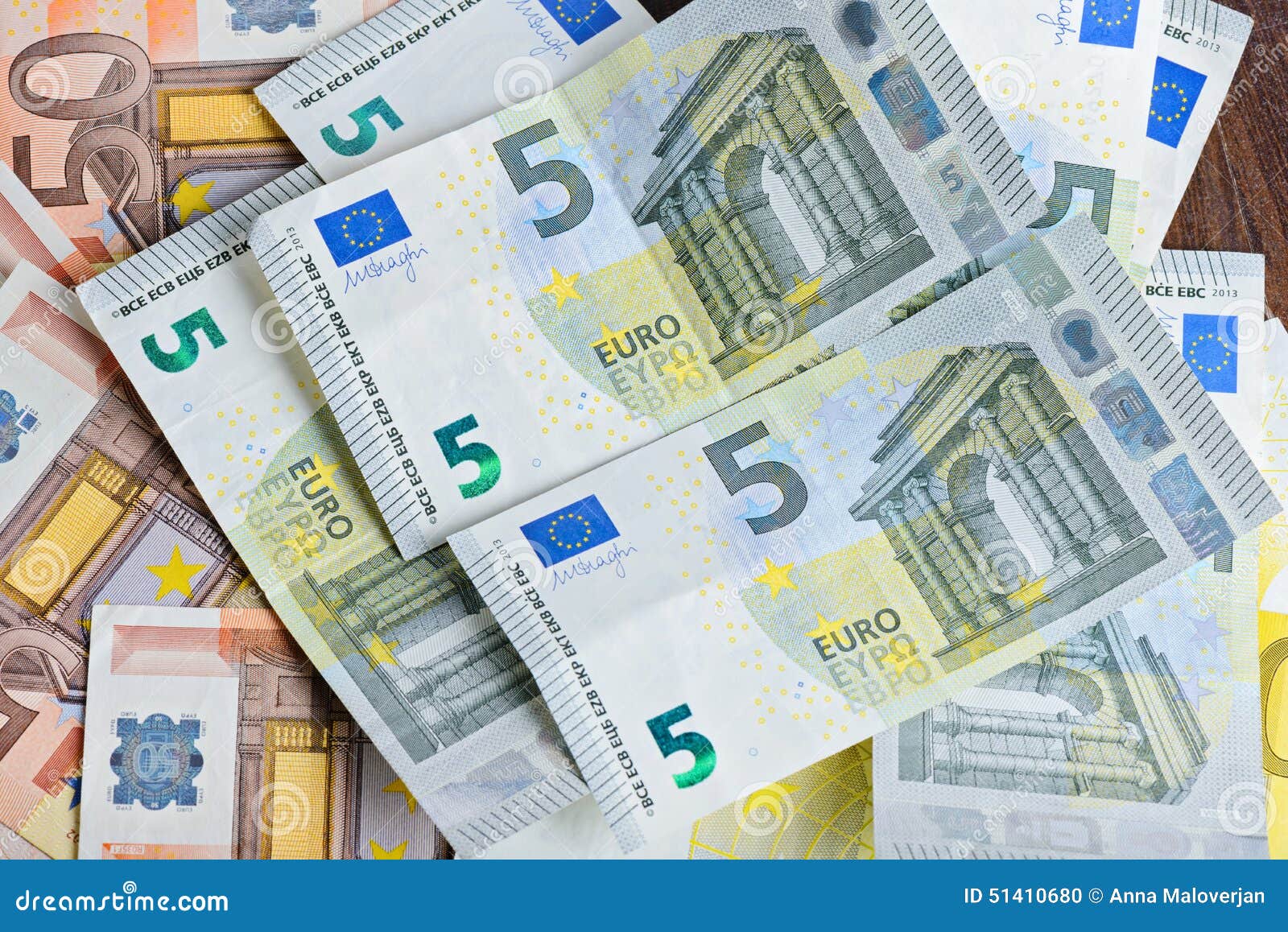 Close-up of Euro banknotes on the table