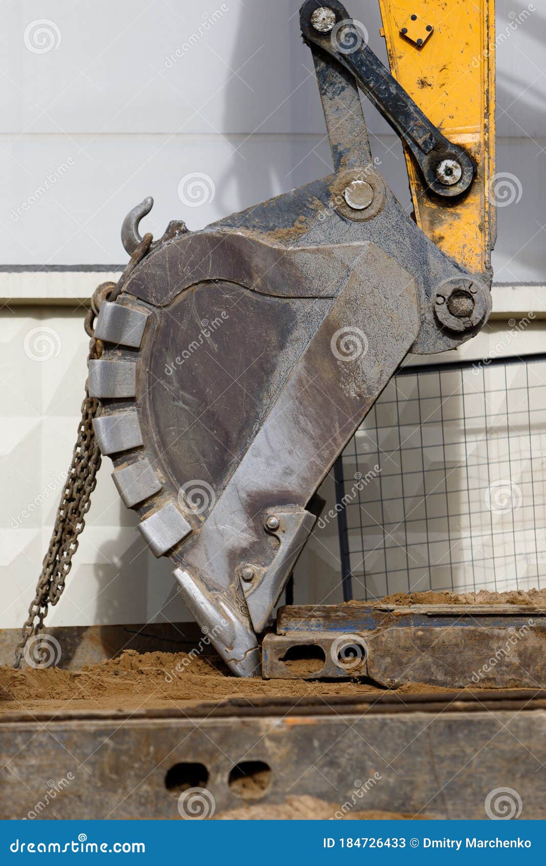 Close Up of Tractor Bucket with Chains at Construction Site Stock Image Image